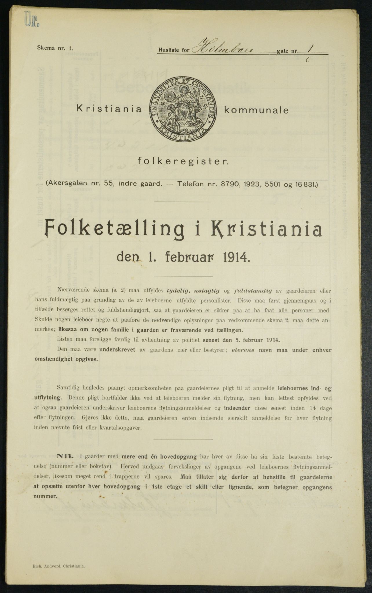 OBA, Kommunal folketelling 1.2.1914 for Kristiania, 1914, s. 40814