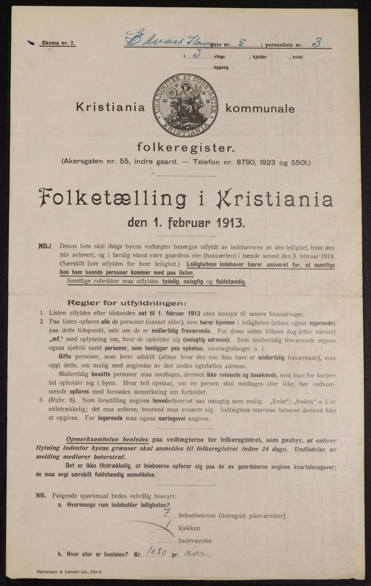 OBA, Kommunal folketelling 1.2.1913 for Kristiania, 1913, s. 18805