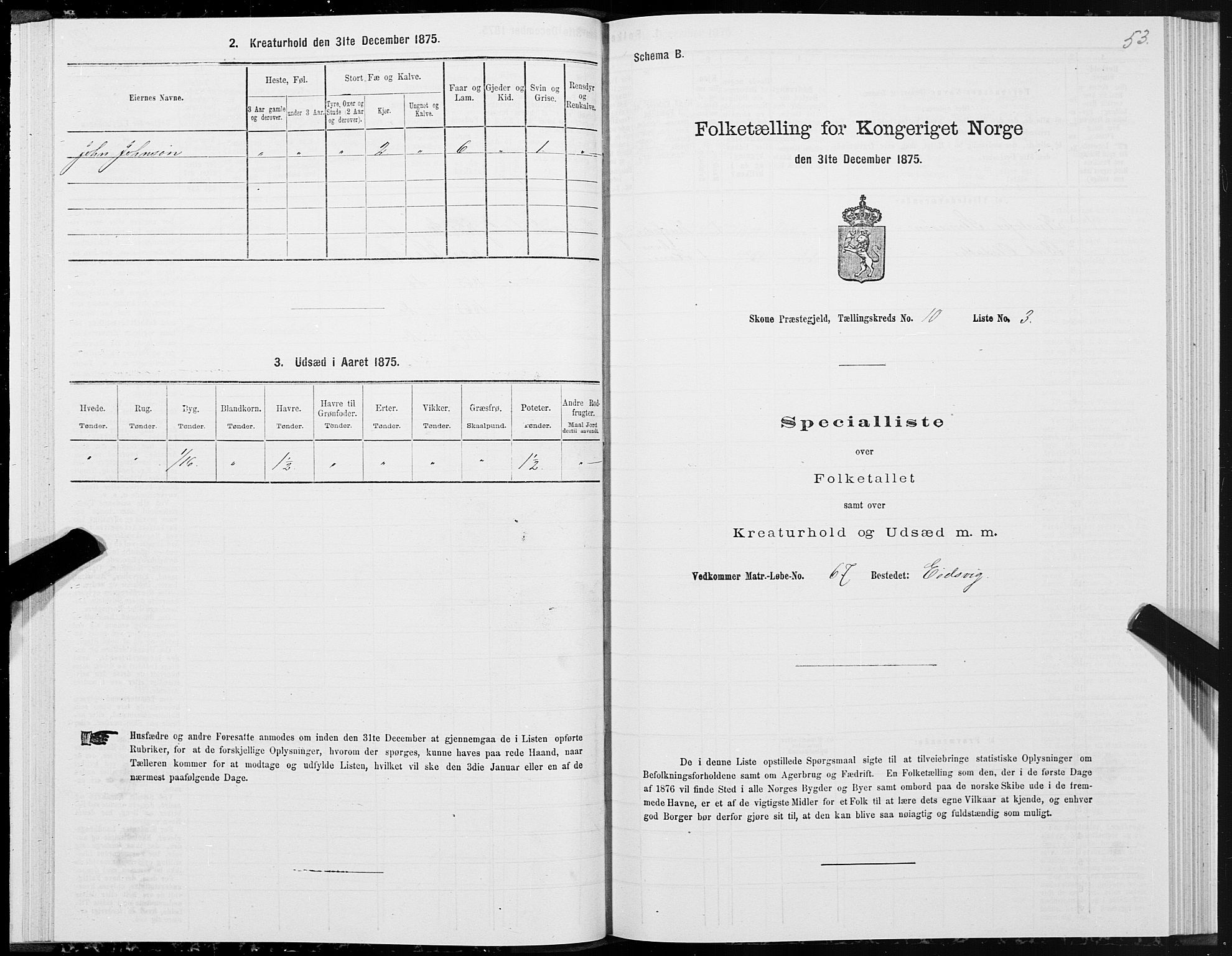 SAT, Folketelling 1875 for 1529P Skodje prestegjeld, 1875, s. 3053