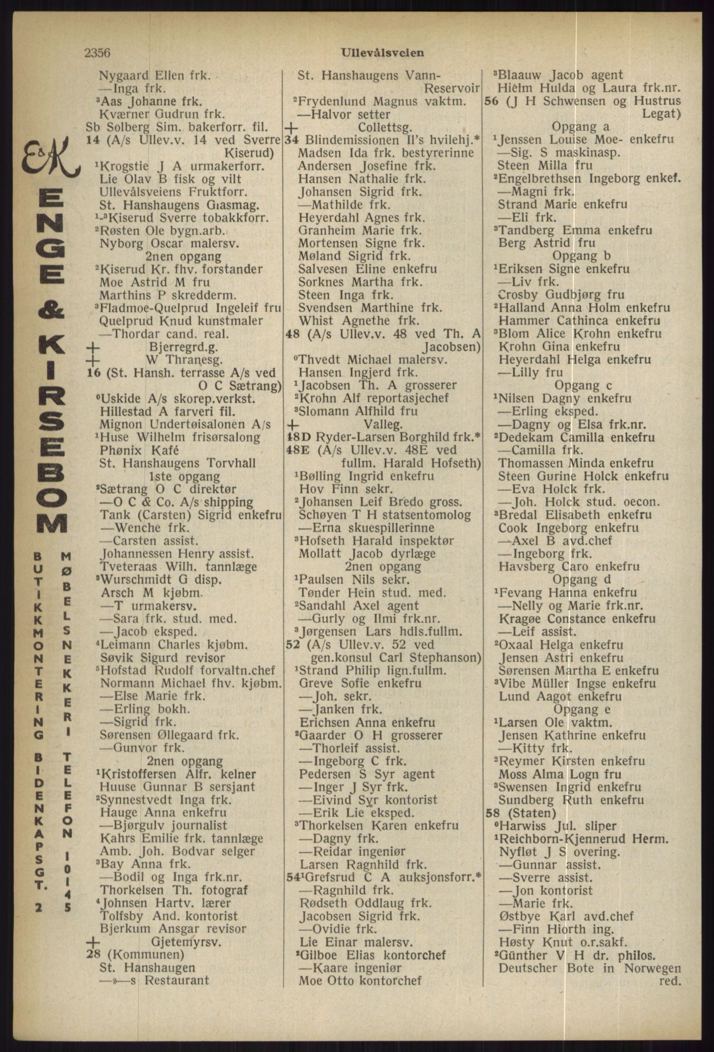 Kristiania/Oslo adressebok, PUBL/-, 1936, s. 2356
