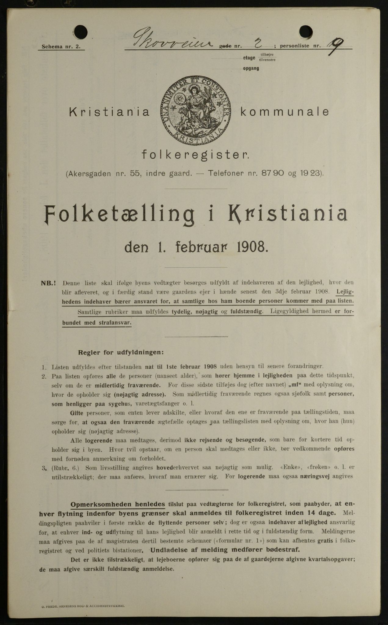 OBA, Kommunal folketelling 1.2.1908 for Kristiania kjøpstad, 1908, s. 86754