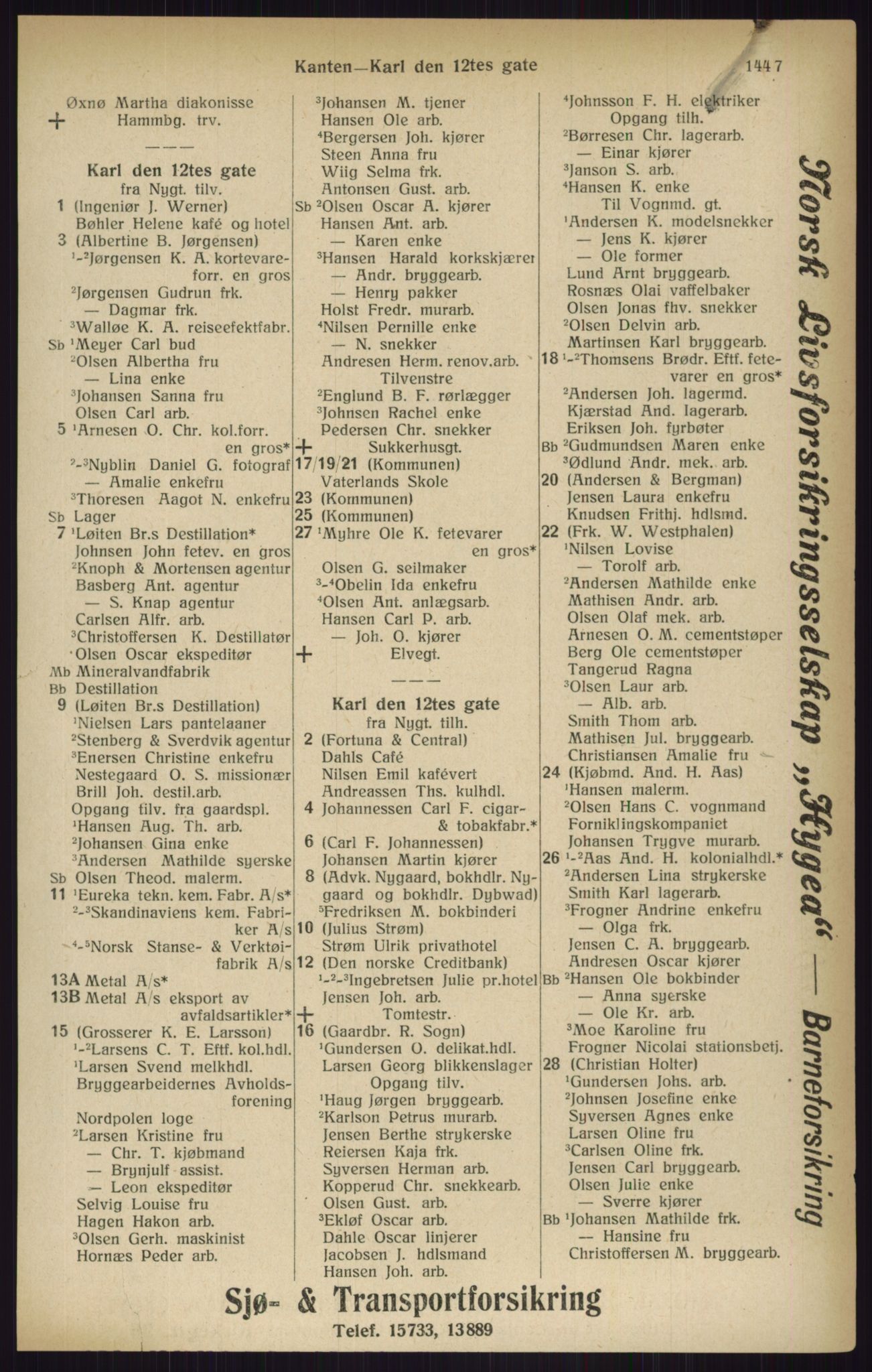 Kristiania/Oslo adressebok, PUBL/-, 1916, s. 1447