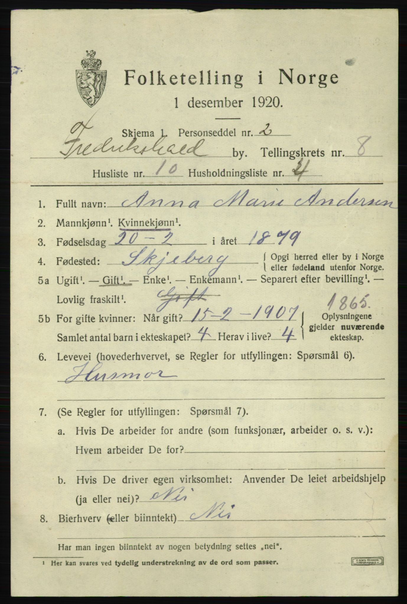 SAO, Folketelling 1920 for 0101 Fredrikshald kjøpstad, 1920, s. 14875