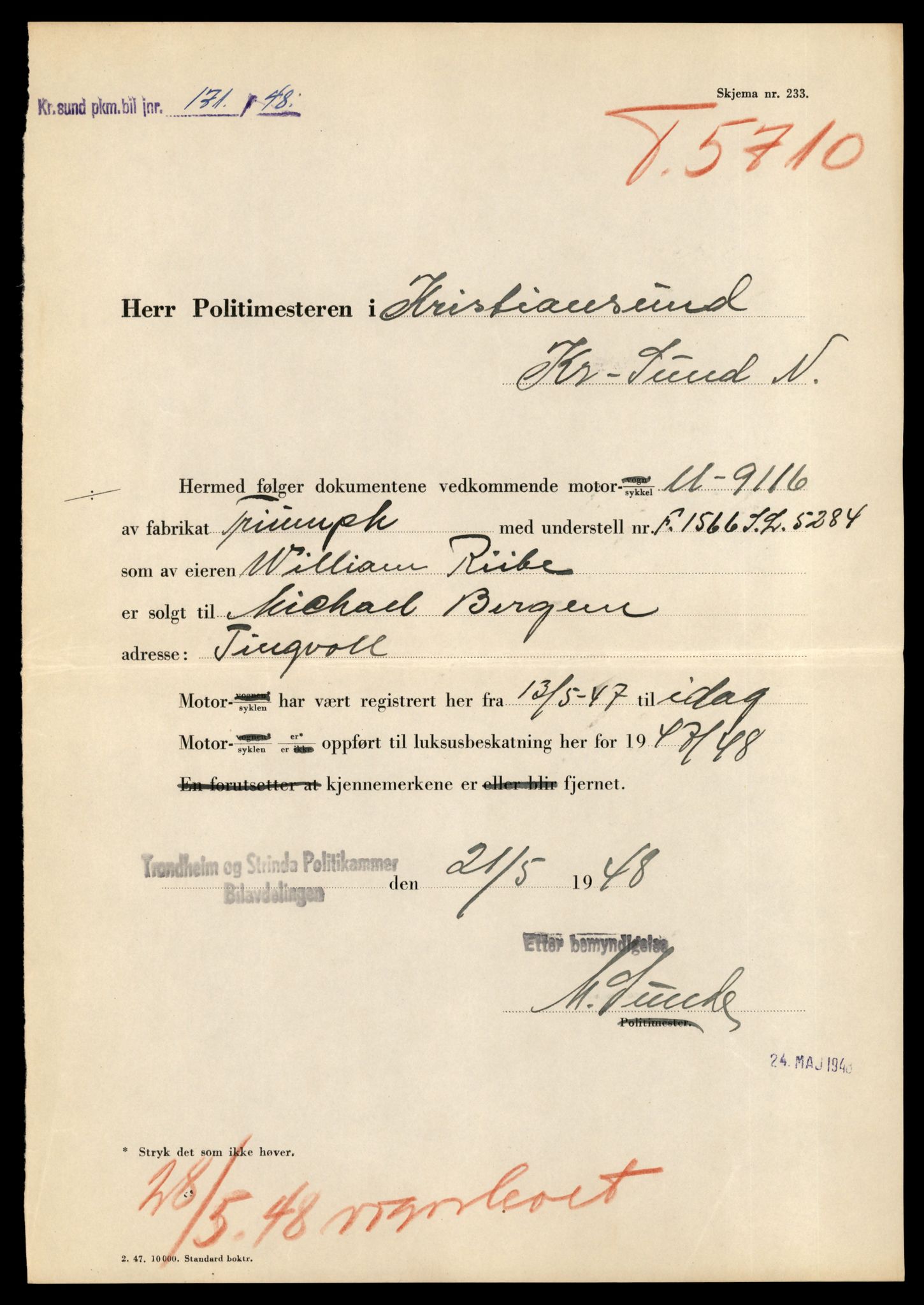 Møre og Romsdal vegkontor - Ålesund trafikkstasjon, AV/SAT-A-4099/F/Fe/L0037: Registreringskort for kjøretøy T 13031 - T 13179, 1927-1998, s. 359