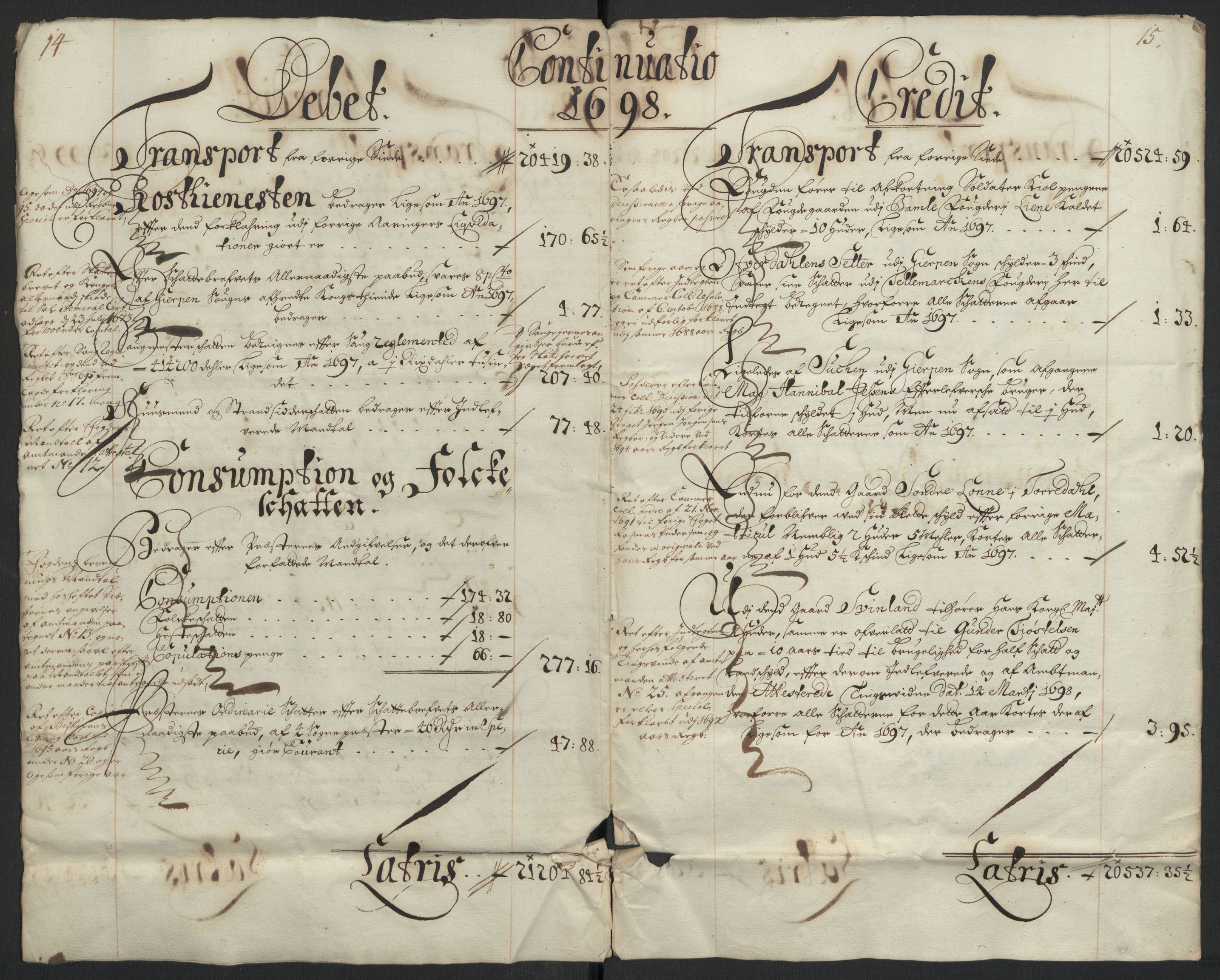 Rentekammeret inntil 1814, Reviderte regnskaper, Fogderegnskap, AV/RA-EA-4092/R36/L2098: Fogderegnskap Øvre og Nedre Telemark og Bamble, 1698, s. 11