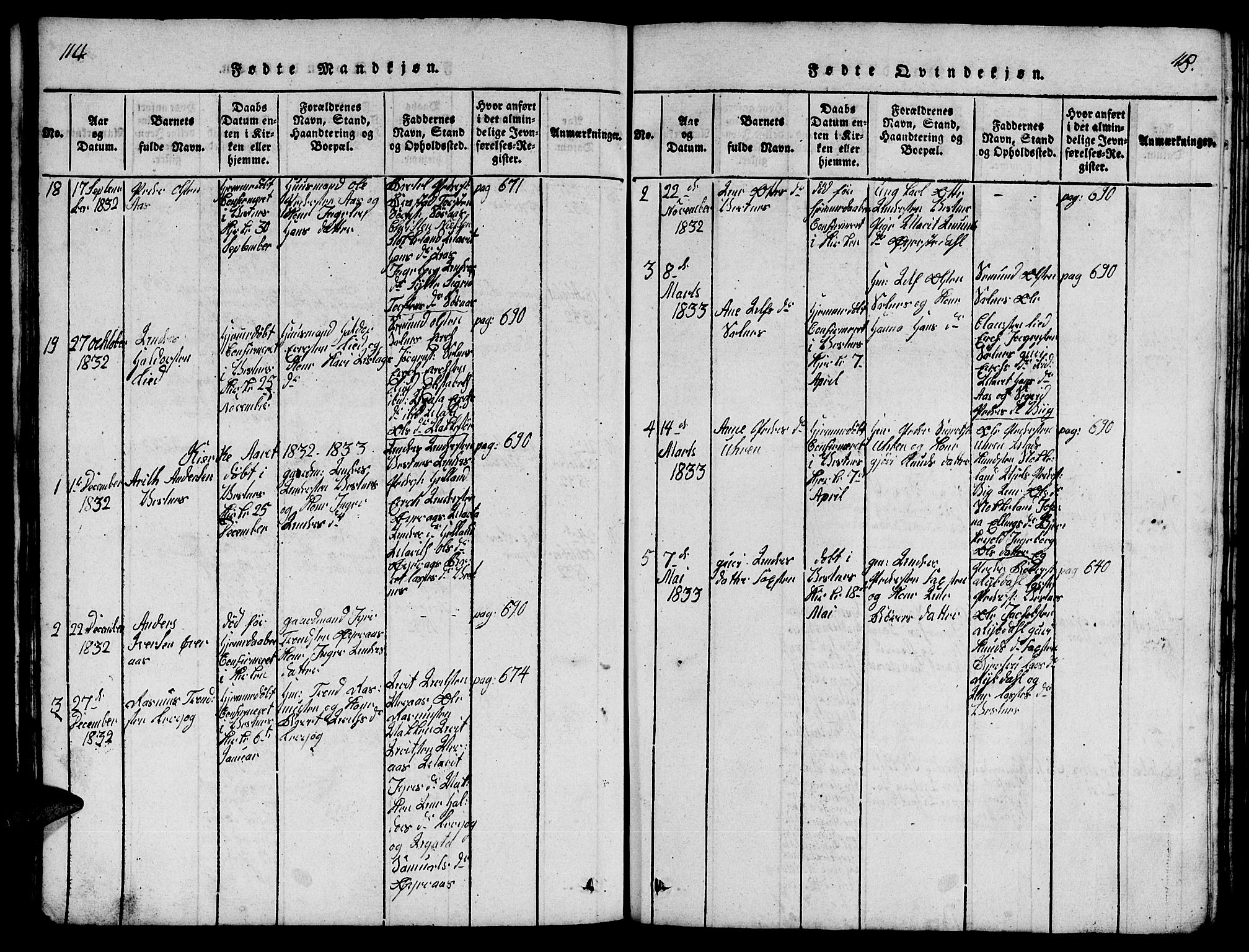 Ministerialprotokoller, klokkerbøker og fødselsregistre - Møre og Romsdal, SAT/A-1454/539/L0535: Klokkerbok nr. 539C01, 1818-1842, s. 114-115