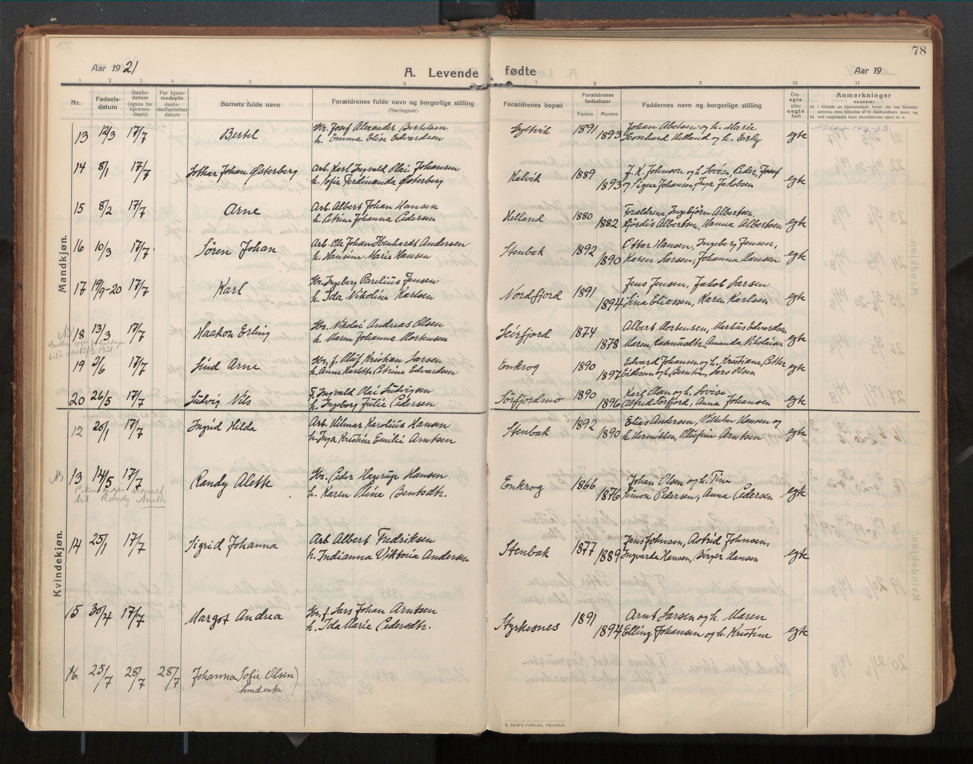 Ministerialprotokoller, klokkerbøker og fødselsregistre - Nordland, AV/SAT-A-1459/854/L0784: Ministerialbok nr. 854A07, 1910-1922, s. 78