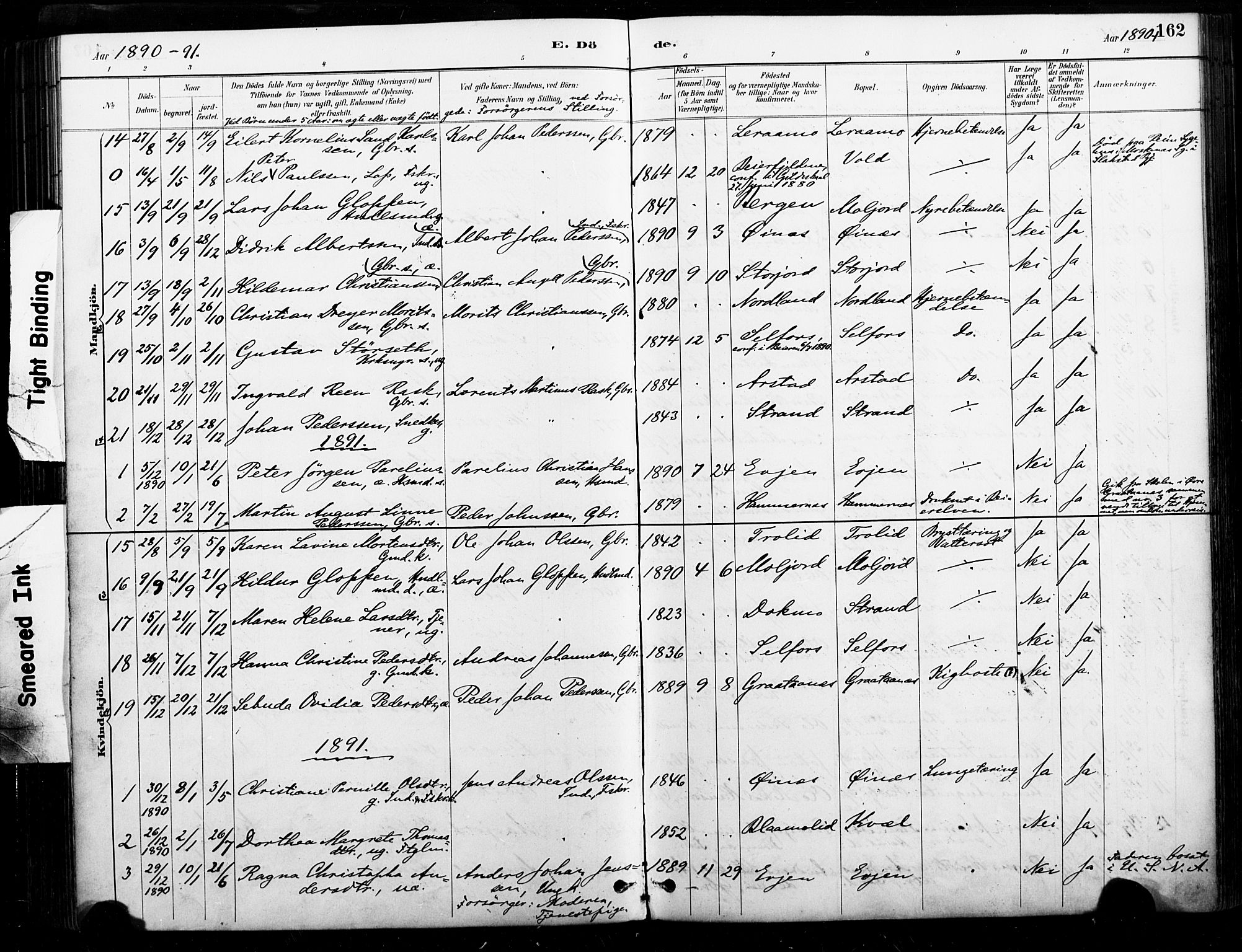 Ministerialprotokoller, klokkerbøker og fødselsregistre - Nordland, AV/SAT-A-1459/846/L0646: Ministerialbok nr. 846A04, 1887-1901, s. 162