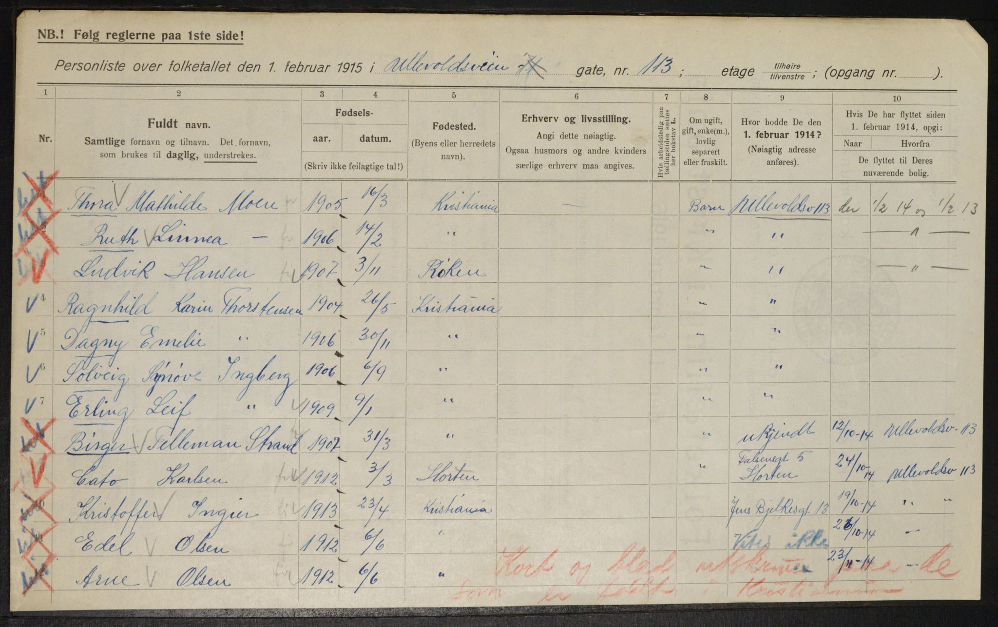 OBA, Kommunal folketelling 1.2.1915 for Kristiania, 1915, s. 120404