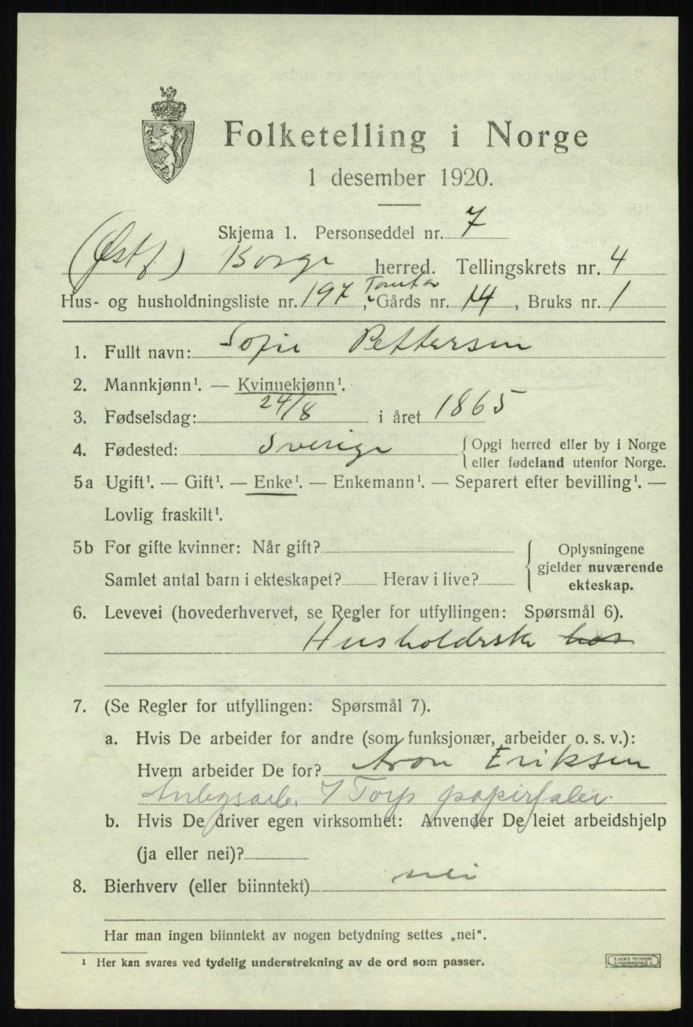 SAO, Folketelling 1920 for 0113 Borge herred, 1920, s. 10395