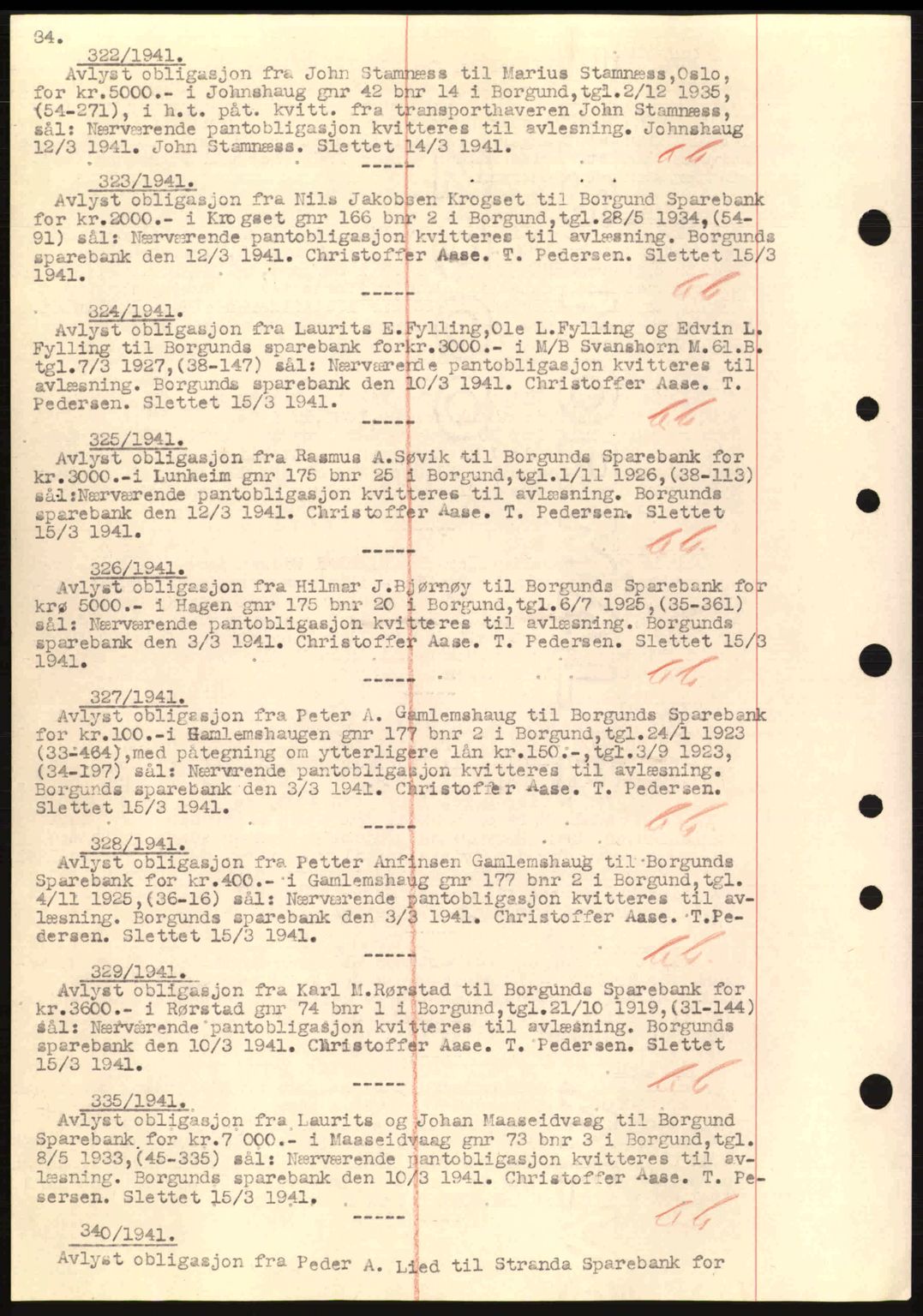 Nordre Sunnmøre sorenskriveri, SAT/A-0006/1/2/2C/2Ca: Pantebok nr. B1-6, 1938-1942, Dagboknr: 322/1941