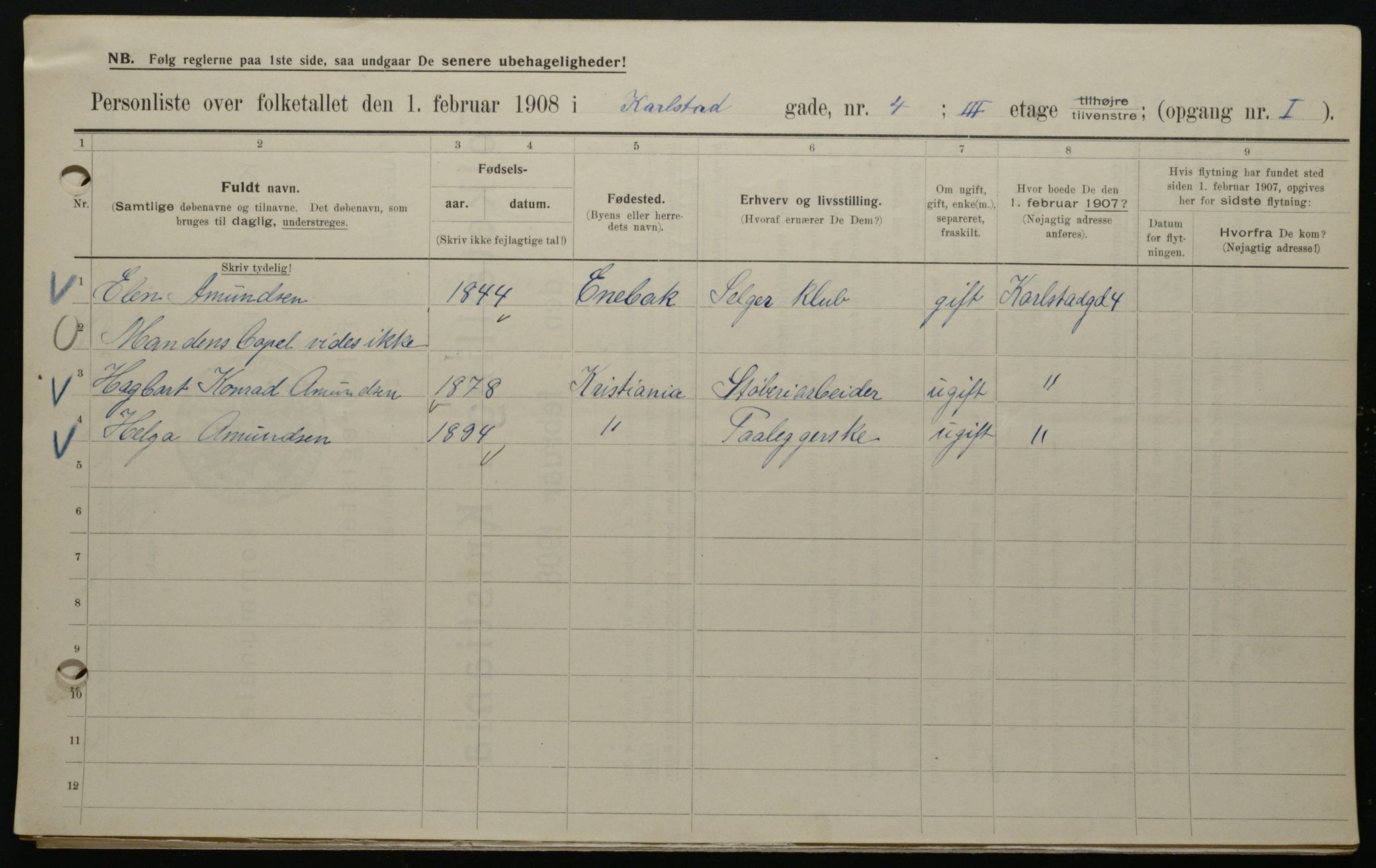 OBA, Kommunal folketelling 1.2.1908 for Kristiania kjøpstad, 1908, s. 43882