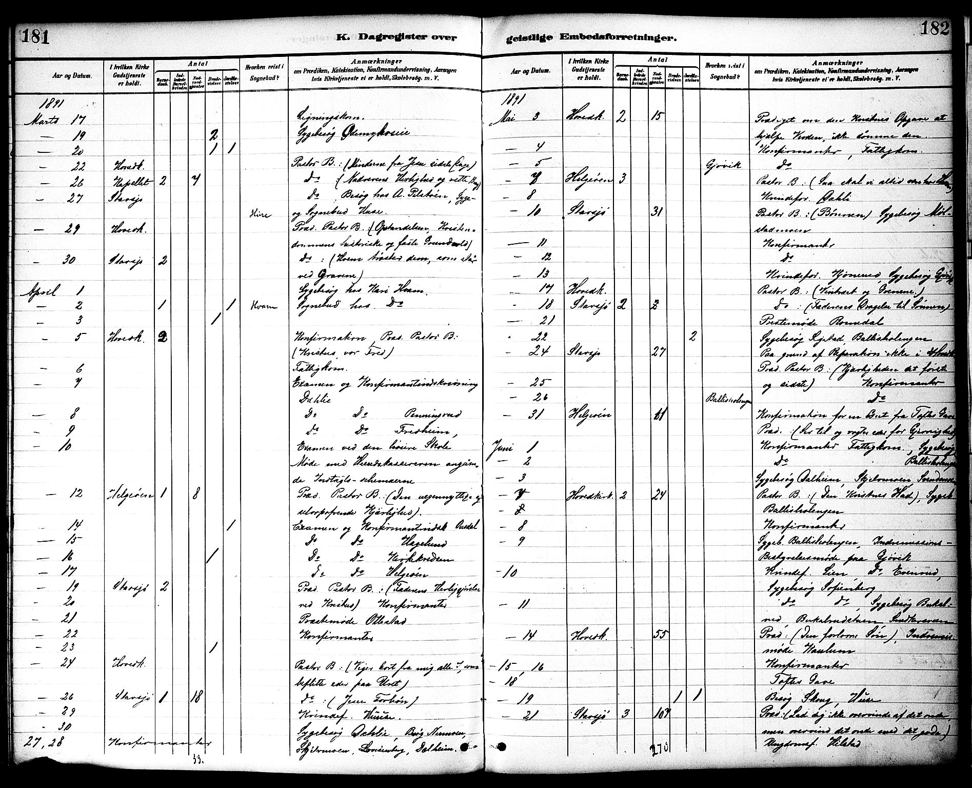 Nes prestekontor, Hedmark, AV/SAH-PREST-020/K/Ka/L0010: Ministerialbok nr. 10, 1887-1905, s. 181-182