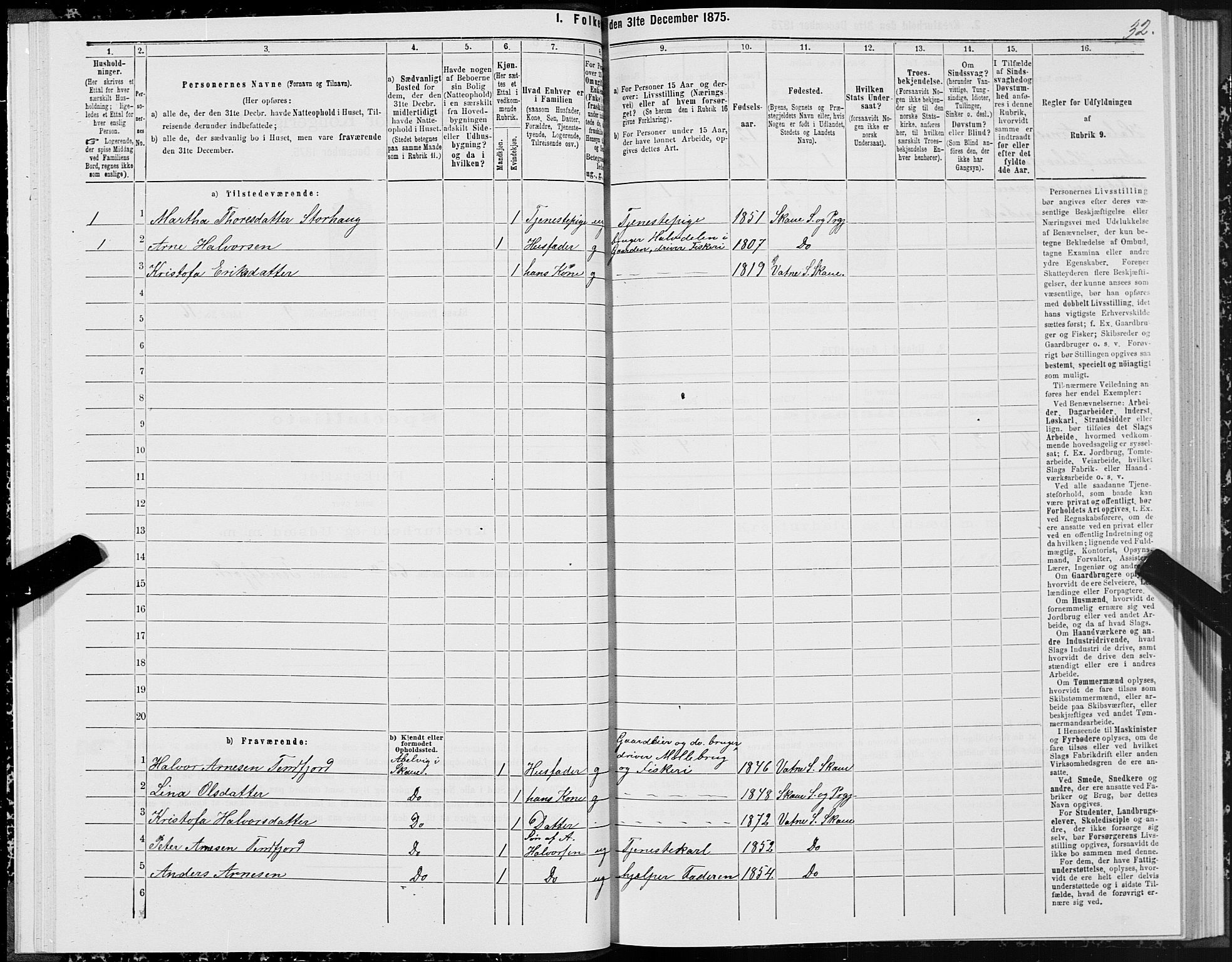 SAT, Folketelling 1875 for 1529P Skodje prestegjeld, 1875, s. 3032