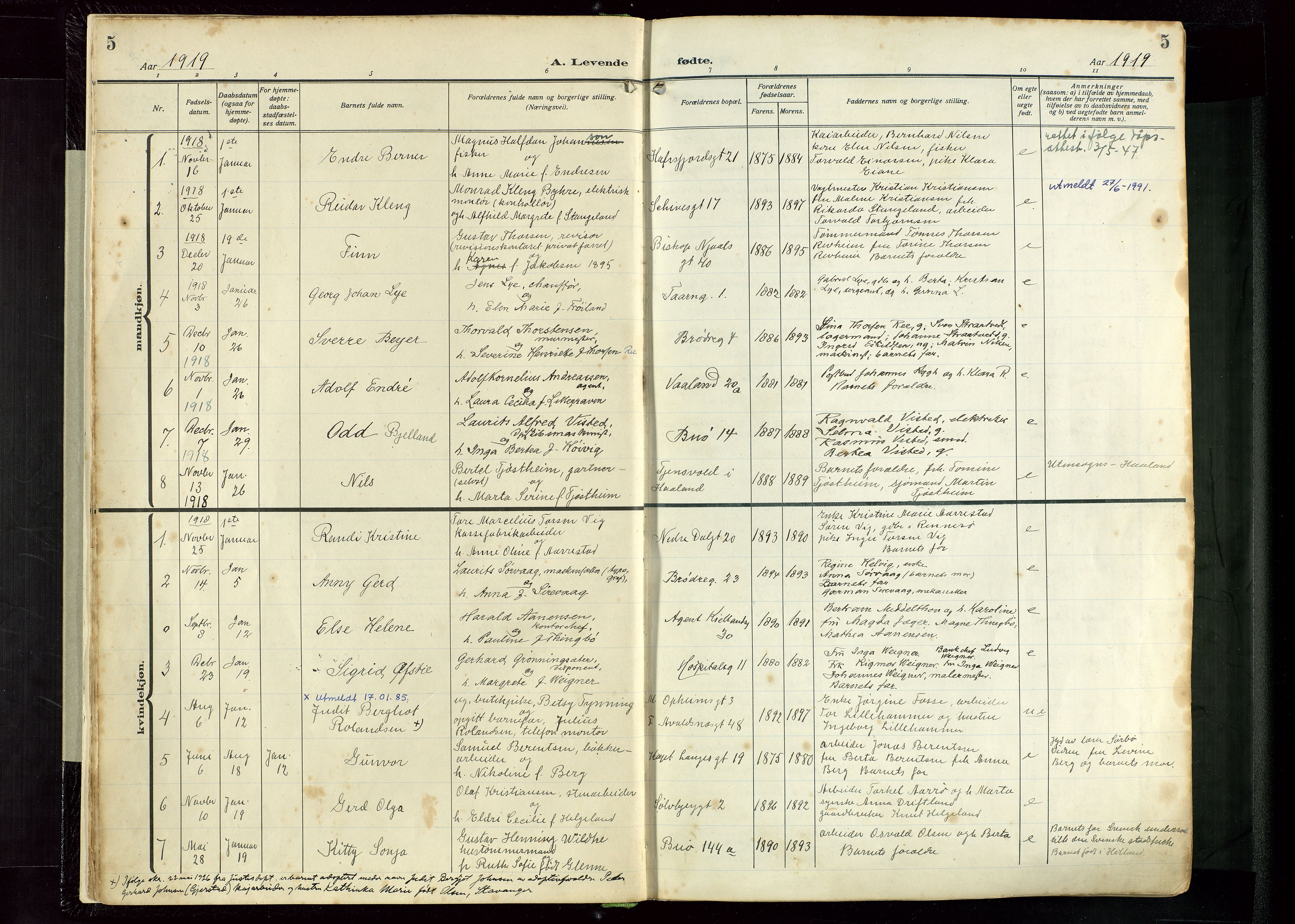 St. Petri sokneprestkontor, AV/SAST-A-101813/002/D/L0001: Ministerialbok nr. A 26, 1918-1937, s. 5