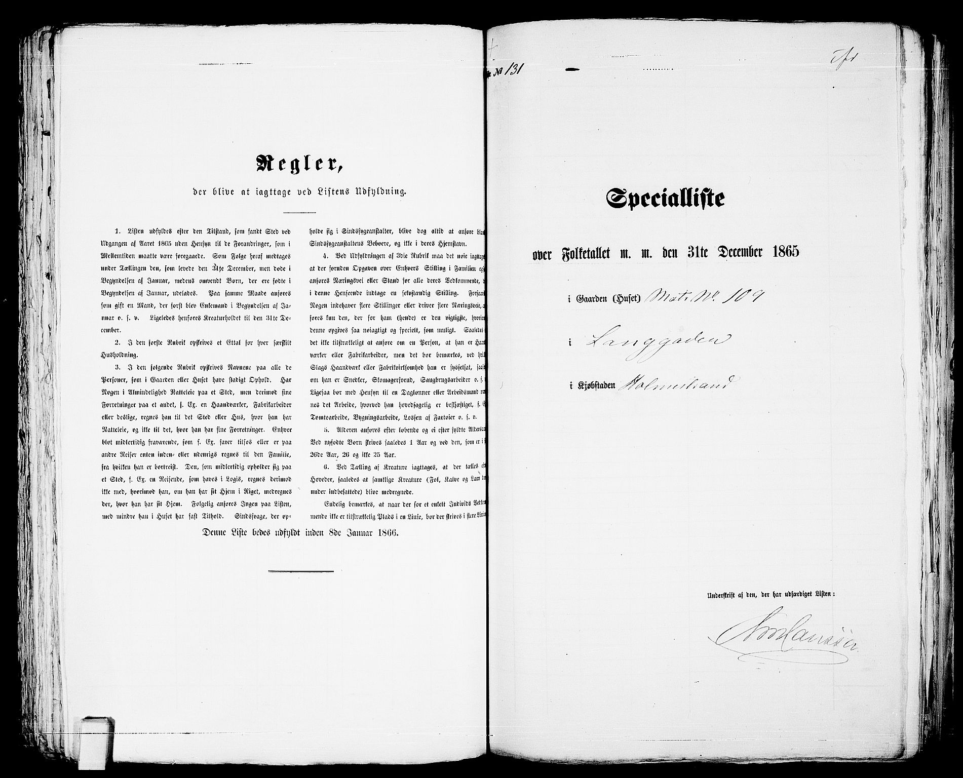 RA, Folketelling 1865 for 0702B Botne prestegjeld, Holmestrand kjøpstad, 1865, s. 269