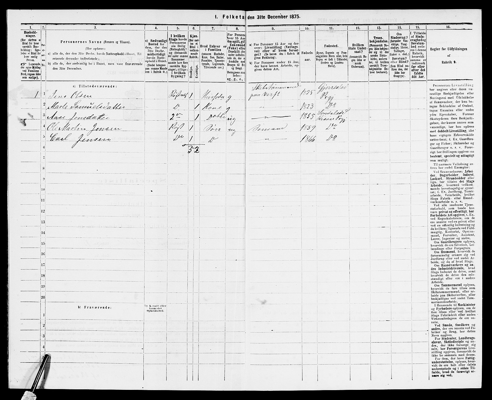 SAK, Folketelling 1875 for 0901B Risør prestegjeld, Risør kjøpstad, 1875, s. 11