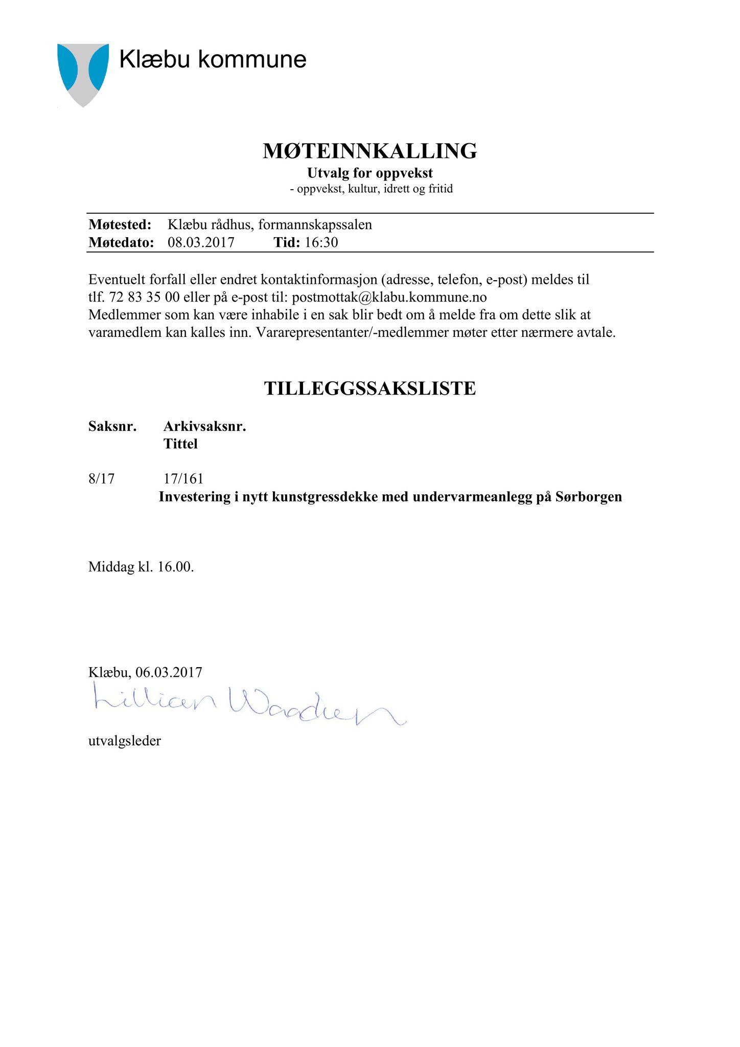 Klæbu Kommune, TRKO/KK/04-UO/L008: Utvalg for oppvekst - Møtedokumenter, 2017, s. 130