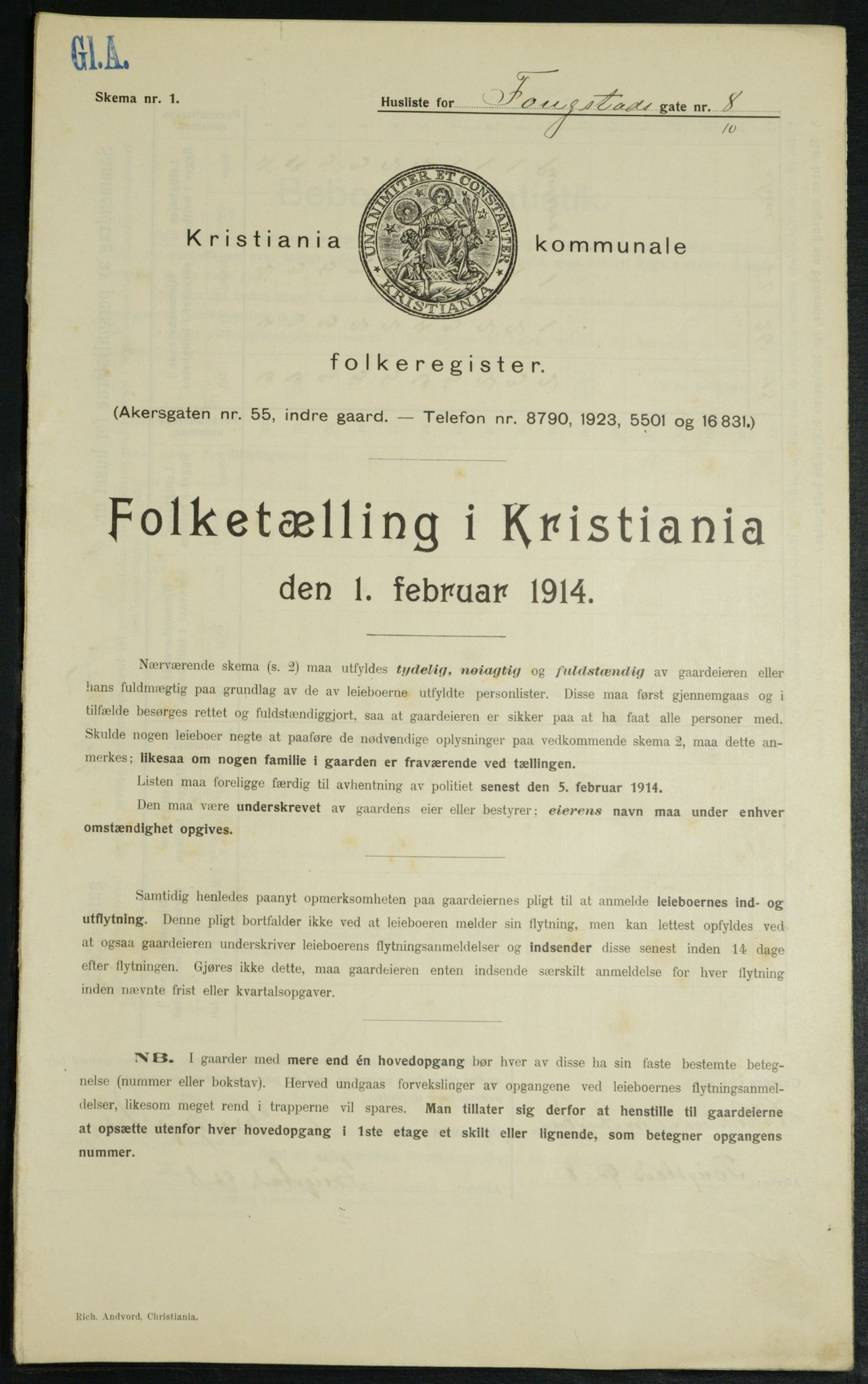 OBA, Kommunal folketelling 1.2.1914 for Kristiania, 1914, s. 25450