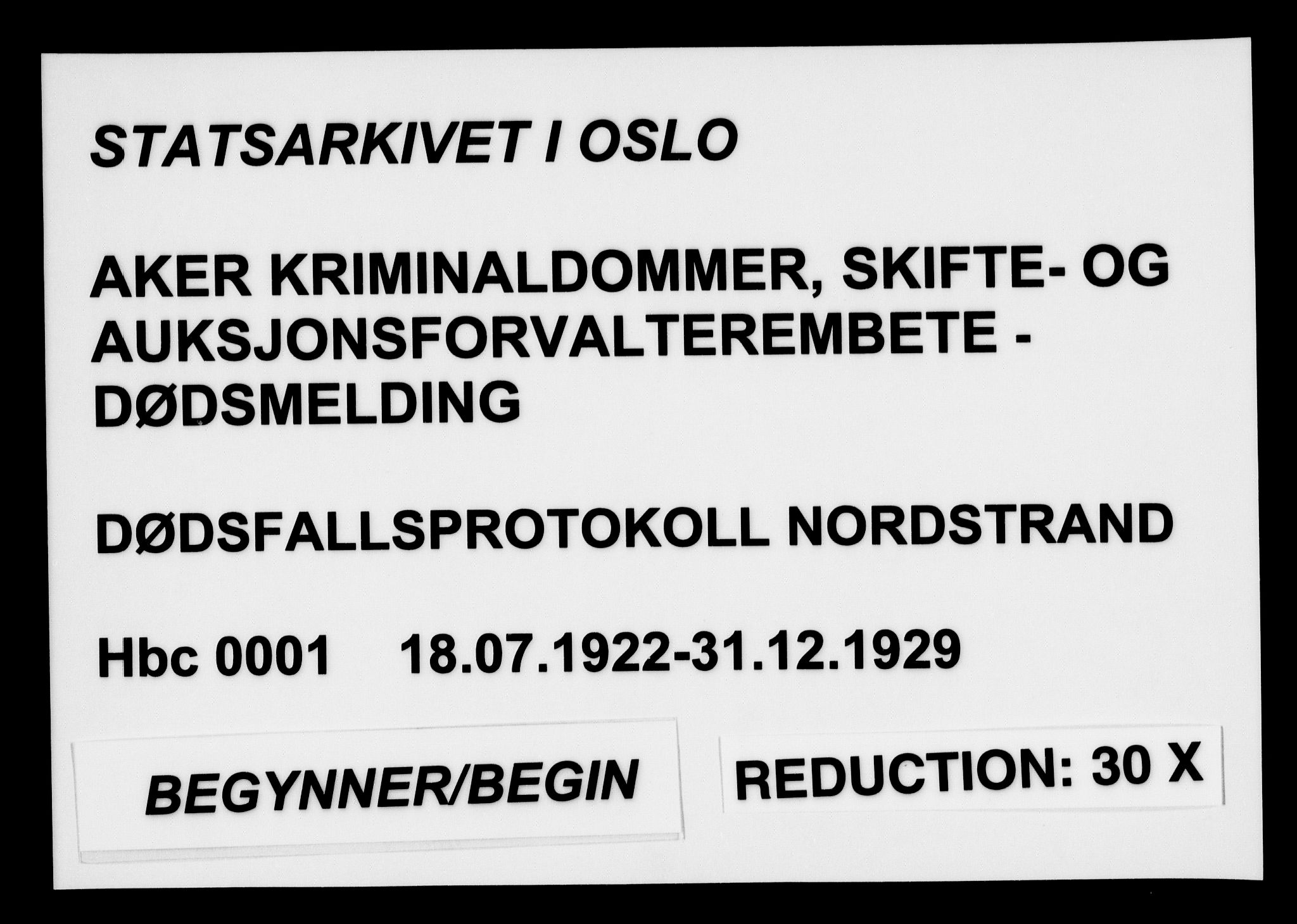 Aker kriminaldommer, skifte- og auksjonsforvalterembete, AV/SAO-A-10452/H/Hb/Hba/Hbad/L0001: Dødsfallsprotokoll for Nordstrand, 1922-1929