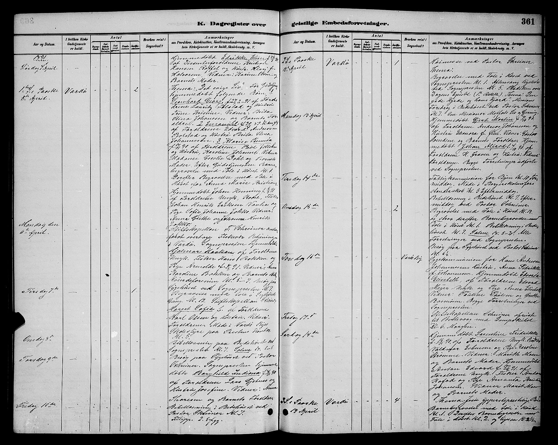 Vardø sokneprestkontor, AV/SATØ-S-1332/H/Hb/L0005klokker: Klokkerbok nr. 5, 1887-1892, s. 361