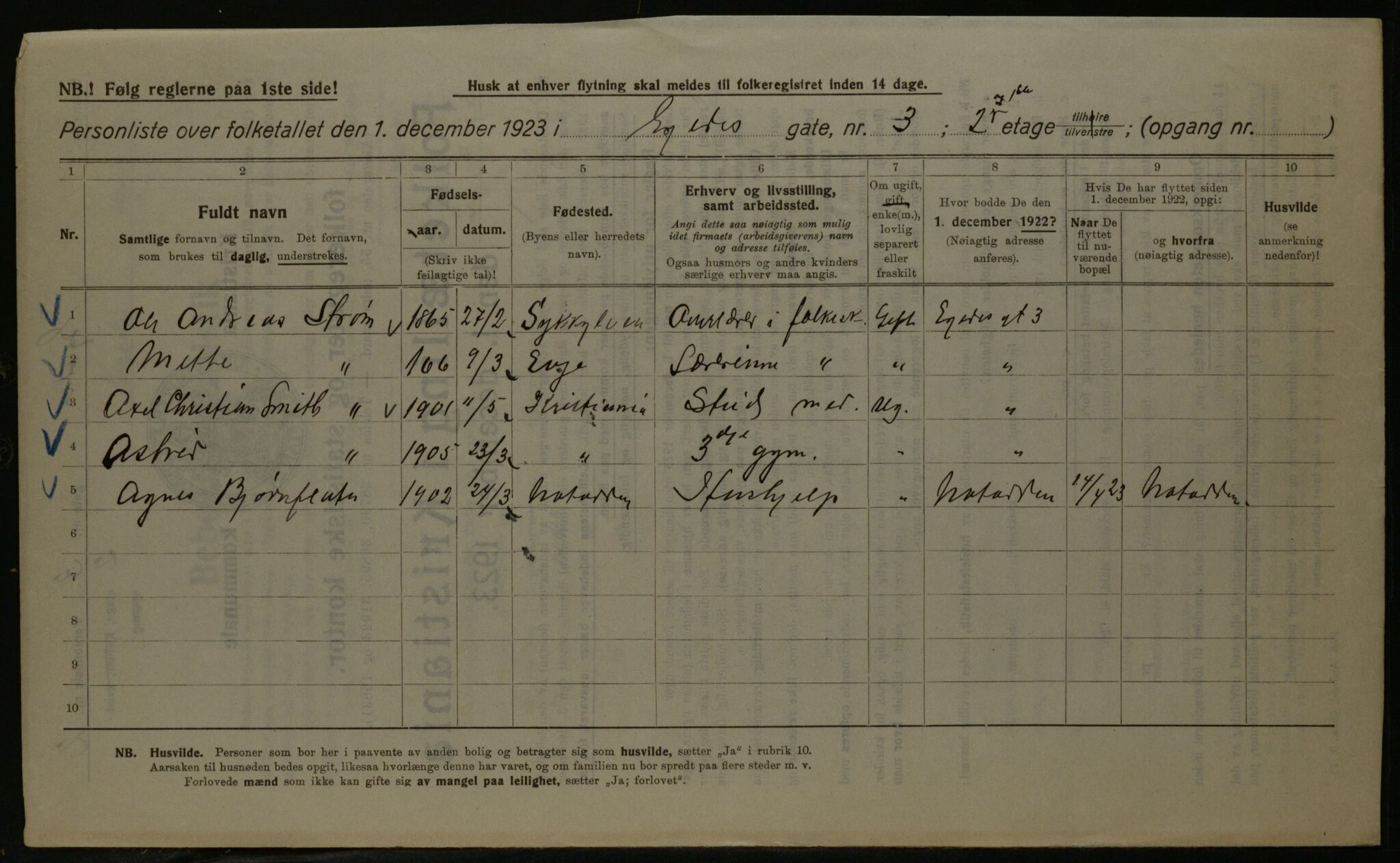 OBA, Kommunal folketelling 1.12.1923 for Kristiania, 1923, s. 20957