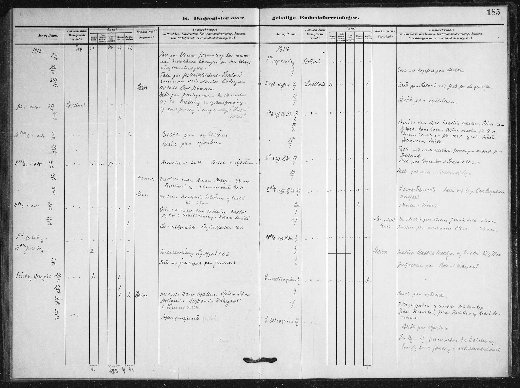 Ministerialprotokoller, klokkerbøker og fødselsregistre - Nordland, AV/SAT-A-1459/895/L1373: Ministerialbok nr. 895A08, 1905-1915, s. 185