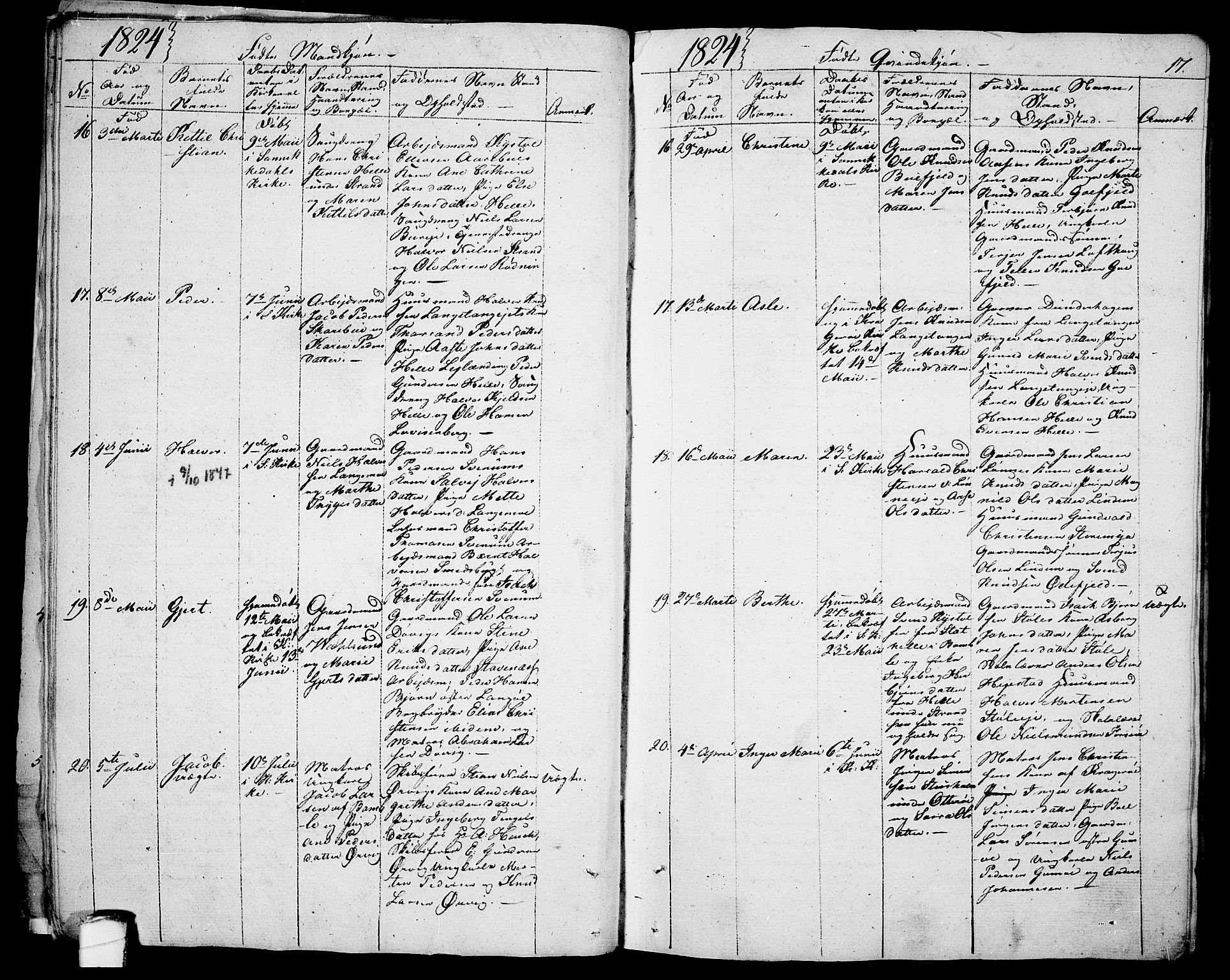 Sannidal kirkebøker, AV/SAKO-A-296/F/Fa/L0005: Ministerialbok nr. 5, 1823-1830, s. 17