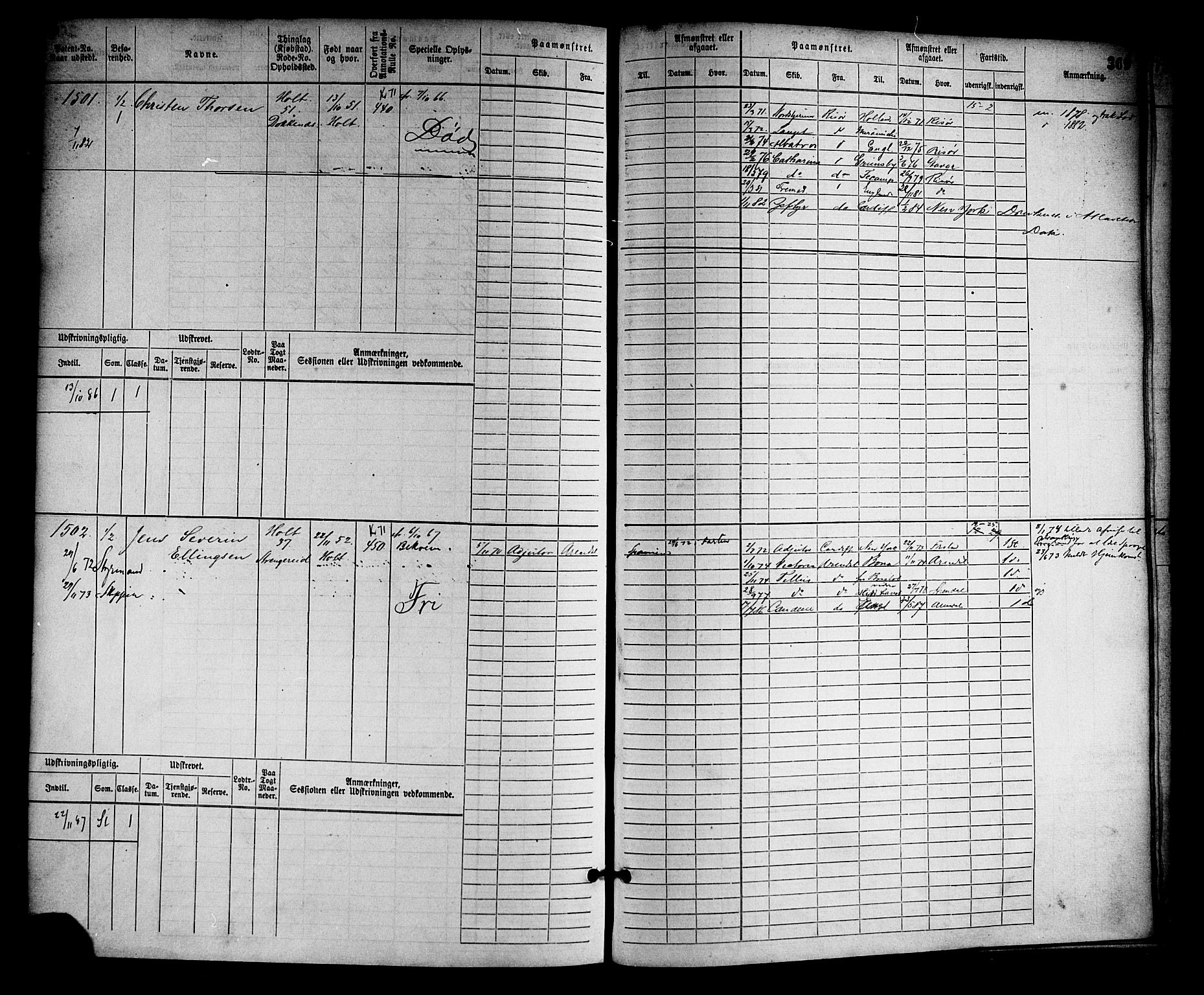 Tvedestrand mønstringskrets, SAK/2031-0011/F/Fb/L0002: Hovedrulle nr 767-1528, R-3, 1868-1900, s. 378