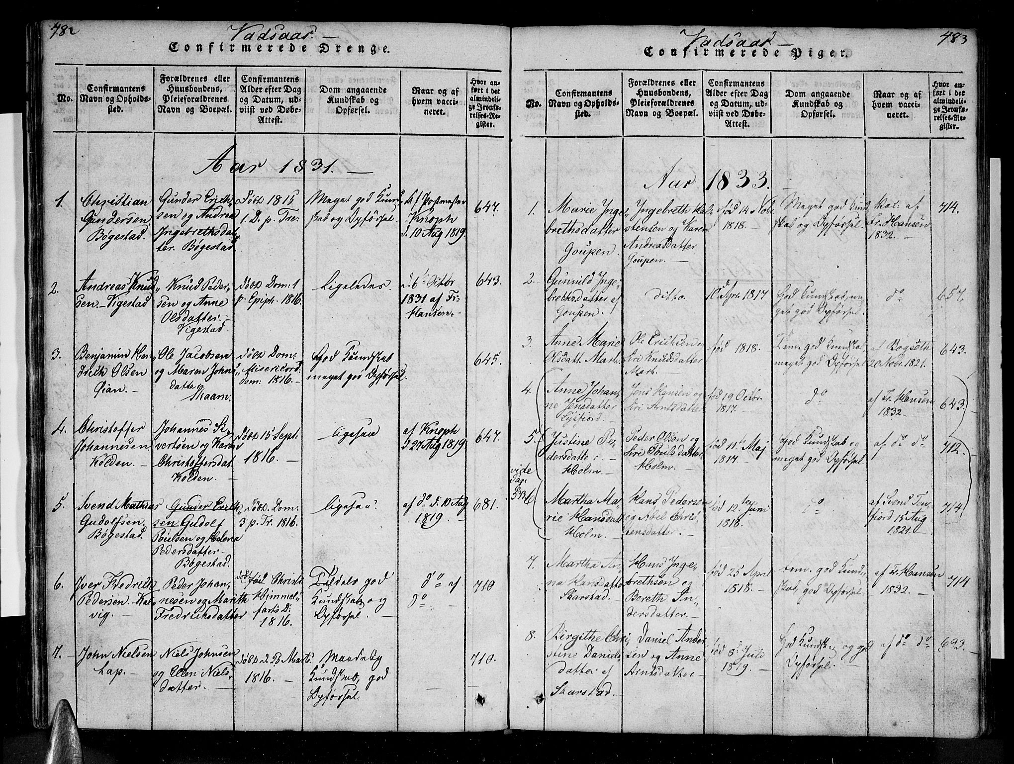 Ministerialprotokoller, klokkerbøker og fødselsregistre - Nordland, SAT/A-1459/810/L0142: Ministerialbok nr. 810A06 /1, 1819-1841, s. 482-483