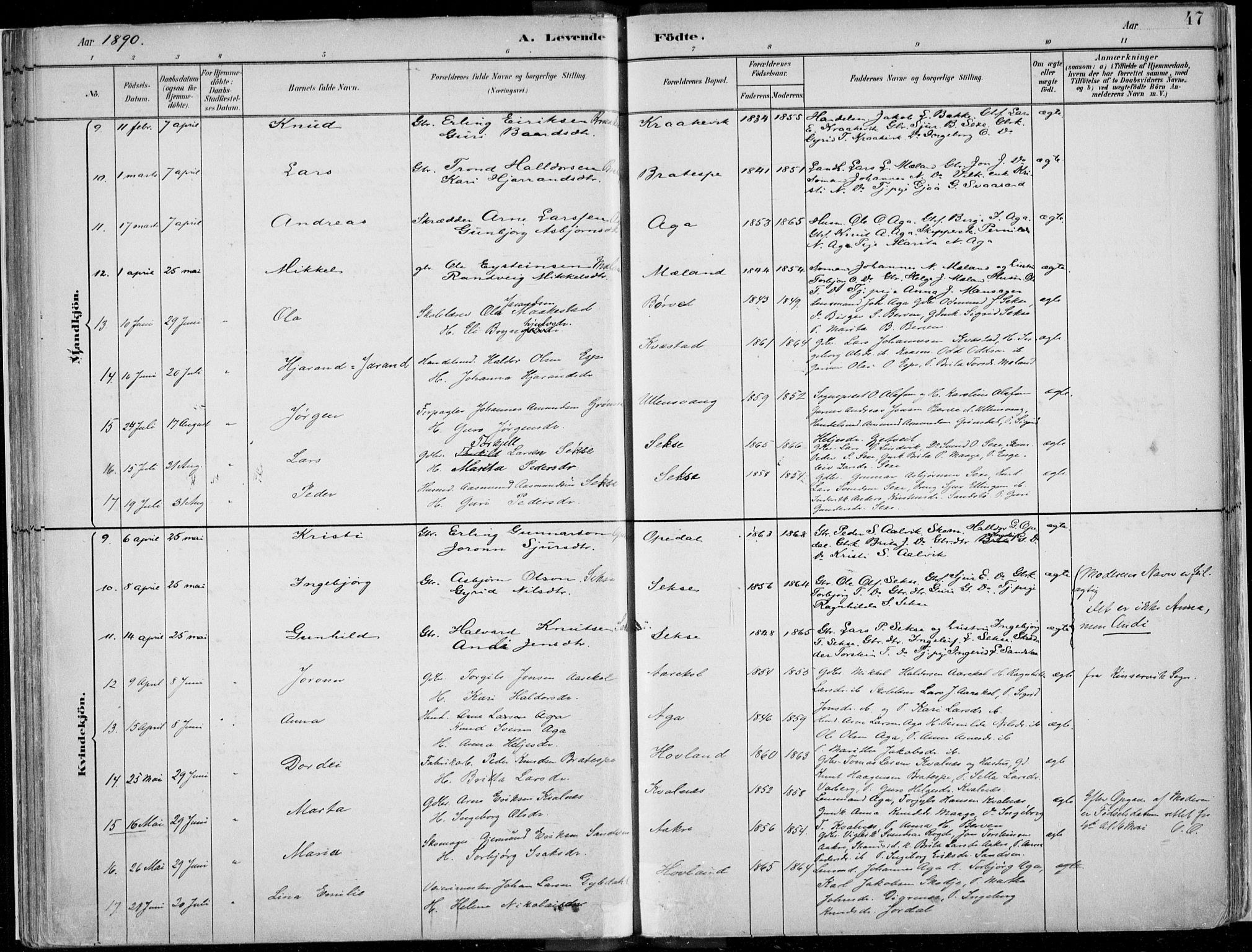 Ullensvang sokneprestembete, AV/SAB-A-78701/H/Haa: Ministerialbok nr. B  1, 1882-1918, s. 47