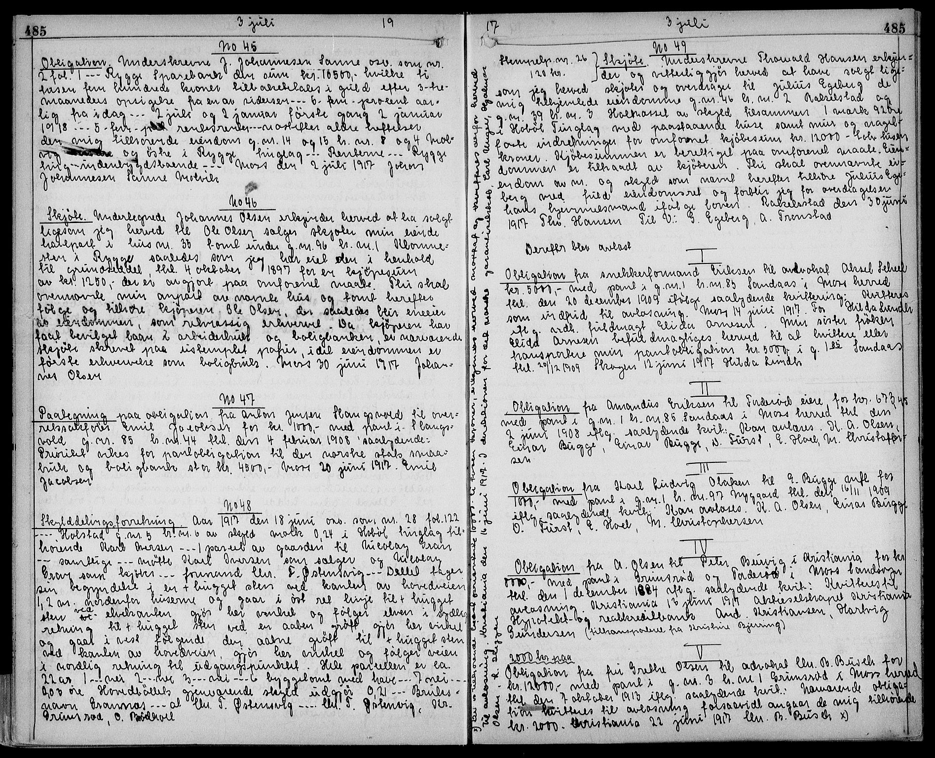 Moss sorenskriveri, SAO/A-10168: Pantebok nr. 25, 1915-1917, s. 485