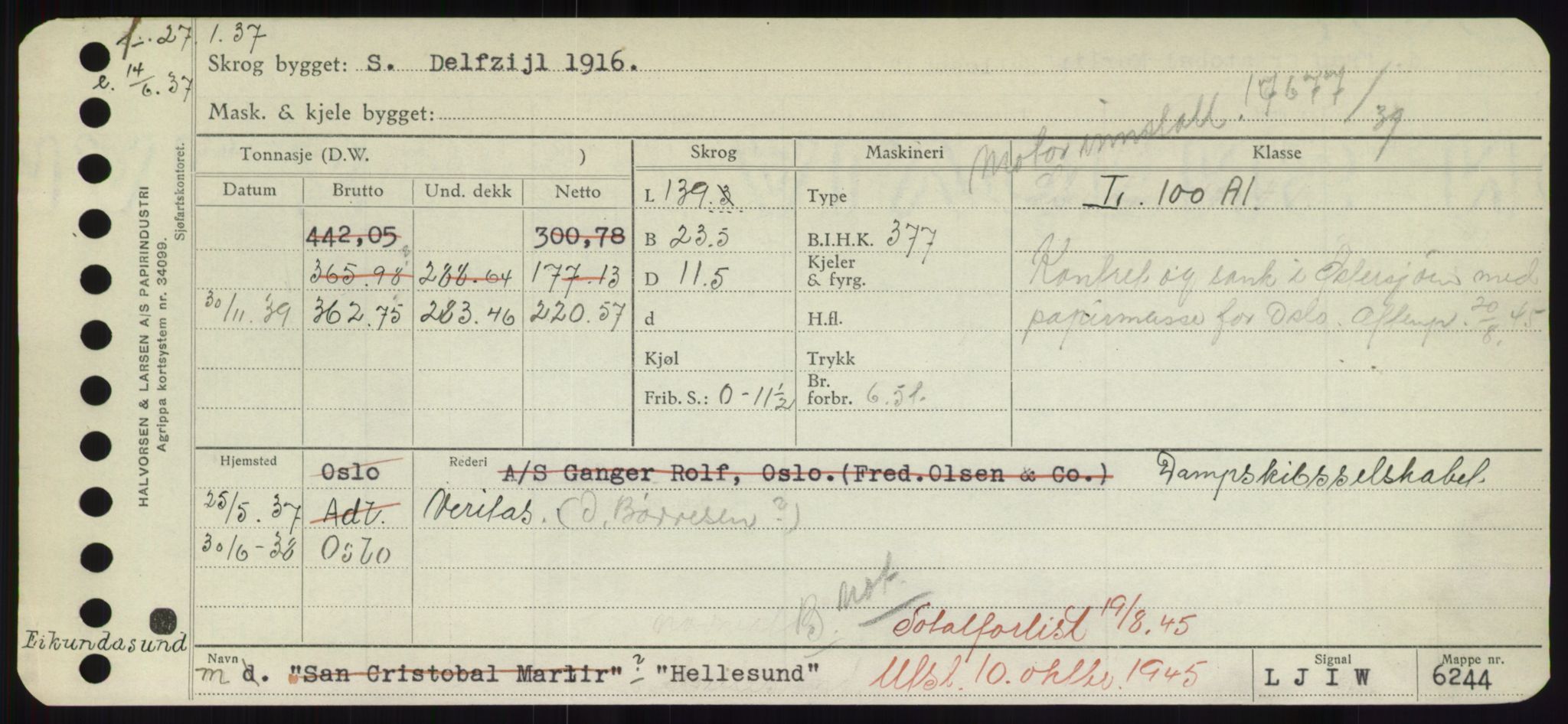 Sjøfartsdirektoratet med forløpere, Skipsmålingen, RA/S-1627/H/Hd/L0015: Fartøy, Havm-Hey, s. 305