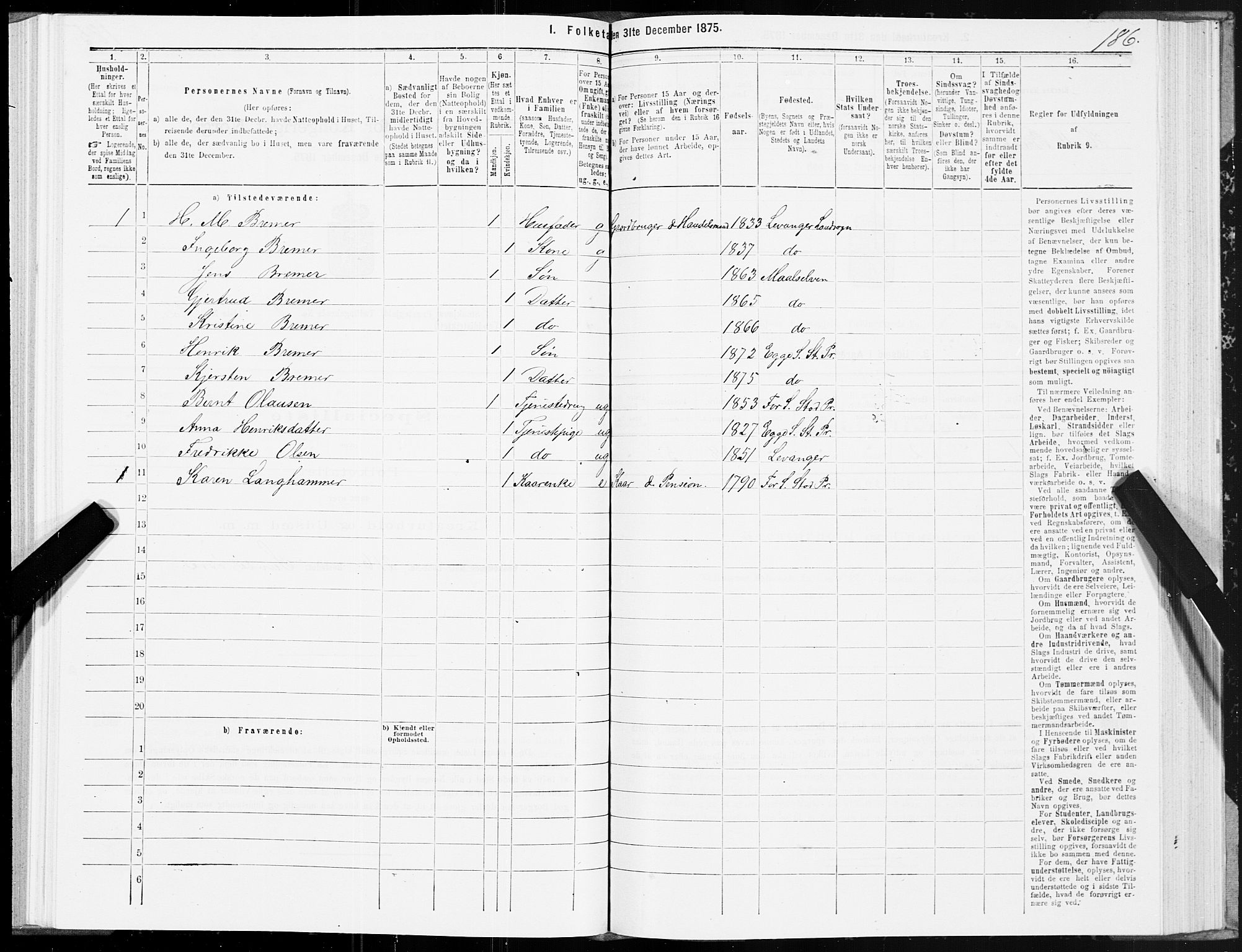 SAT, Folketelling 1875 for 1733L Steinkjer prestegjeld, Egge sokn, 1875, s. 1186