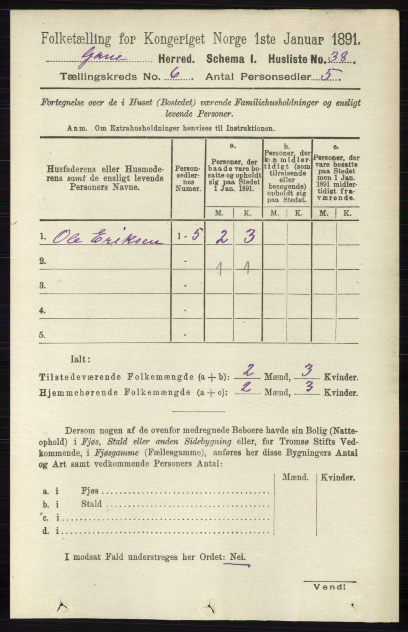 RA, Folketelling 1891 for 0423 Grue herred, 1891, s. 3225