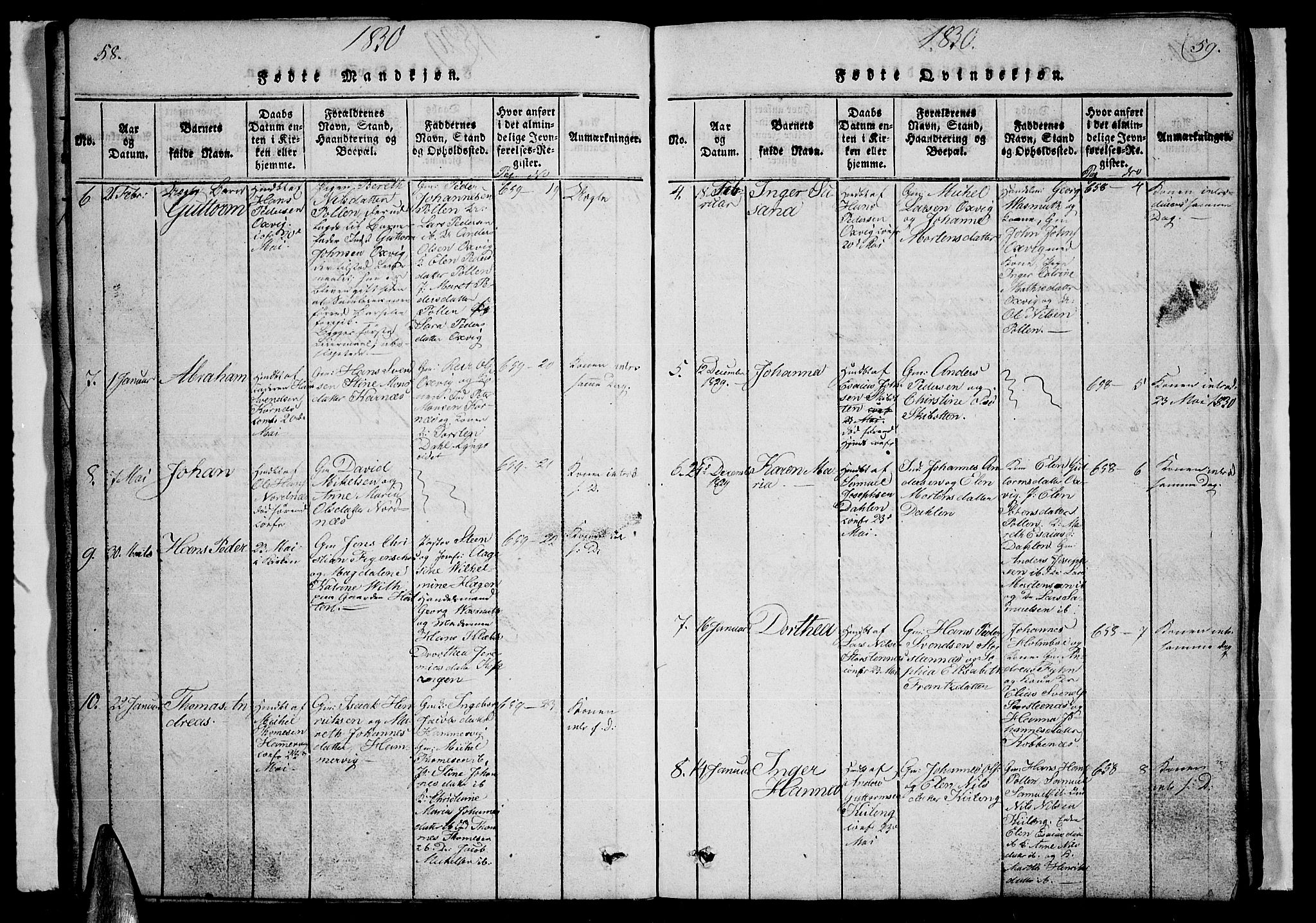 Lyngen sokneprestembete, AV/SATØ-S-1289/H/He/Heb/L0001klokker: Klokkerbok nr. 1, 1826-1838, s. 58-59