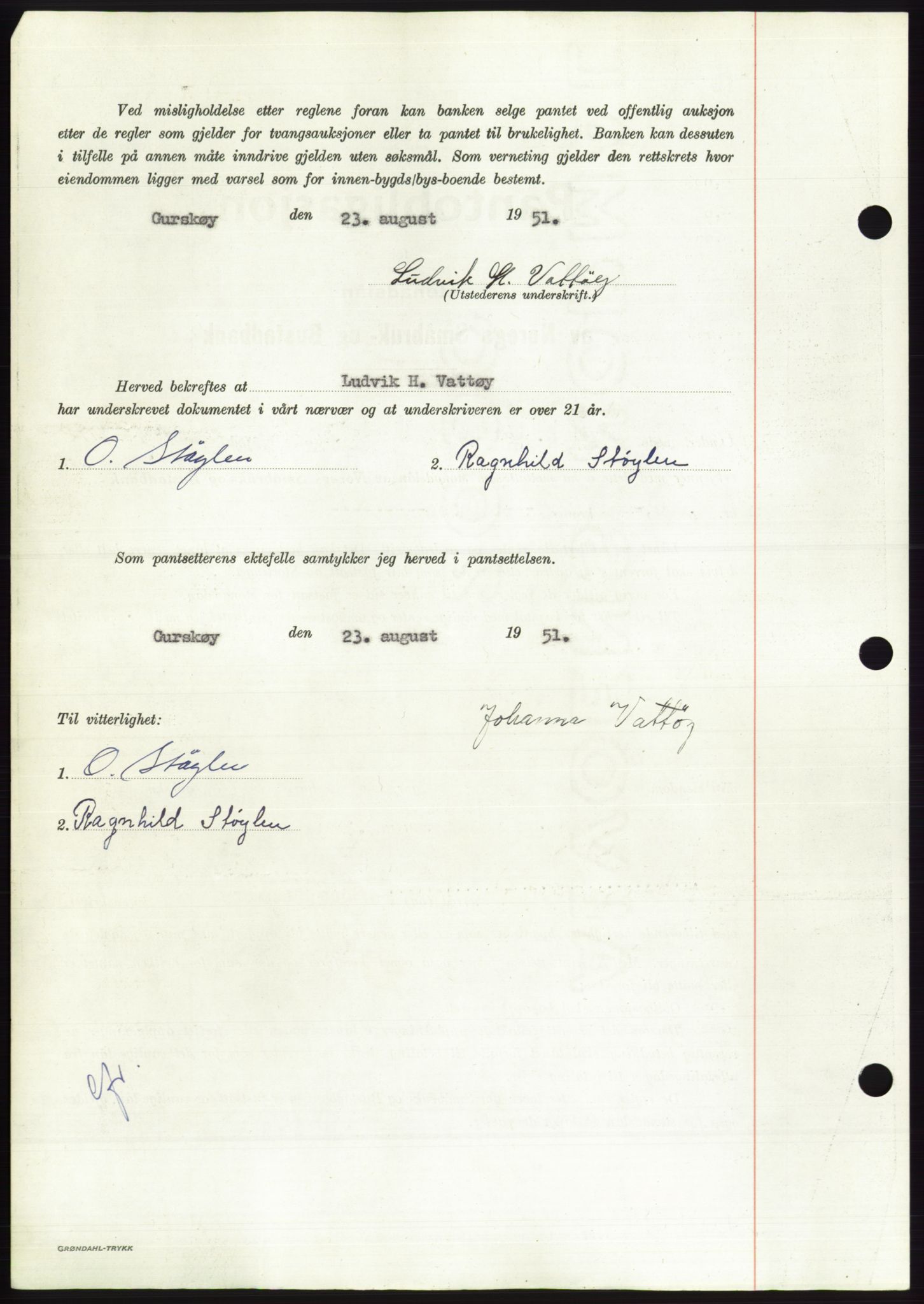 Søre Sunnmøre sorenskriveri, AV/SAT-A-4122/1/2/2C/L0120: Pantebok nr. 8B, 1951-1951, Dagboknr: 1668/1951