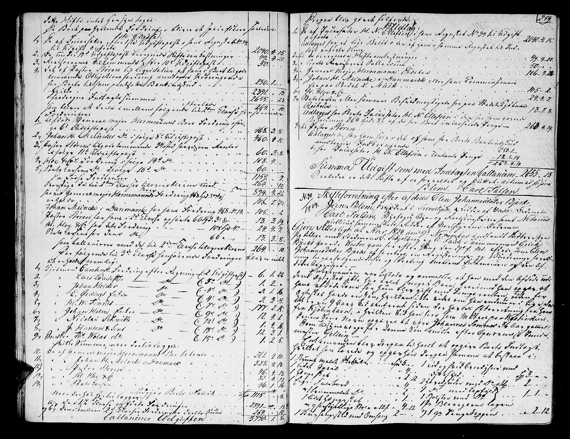 Trondheim byfogd, AV/SAT-A-0003/1/3/3A/L0027: Skifteprotokoll - gml.nr.22. (m/ register) U, 1825-1829, s. 258b-259a