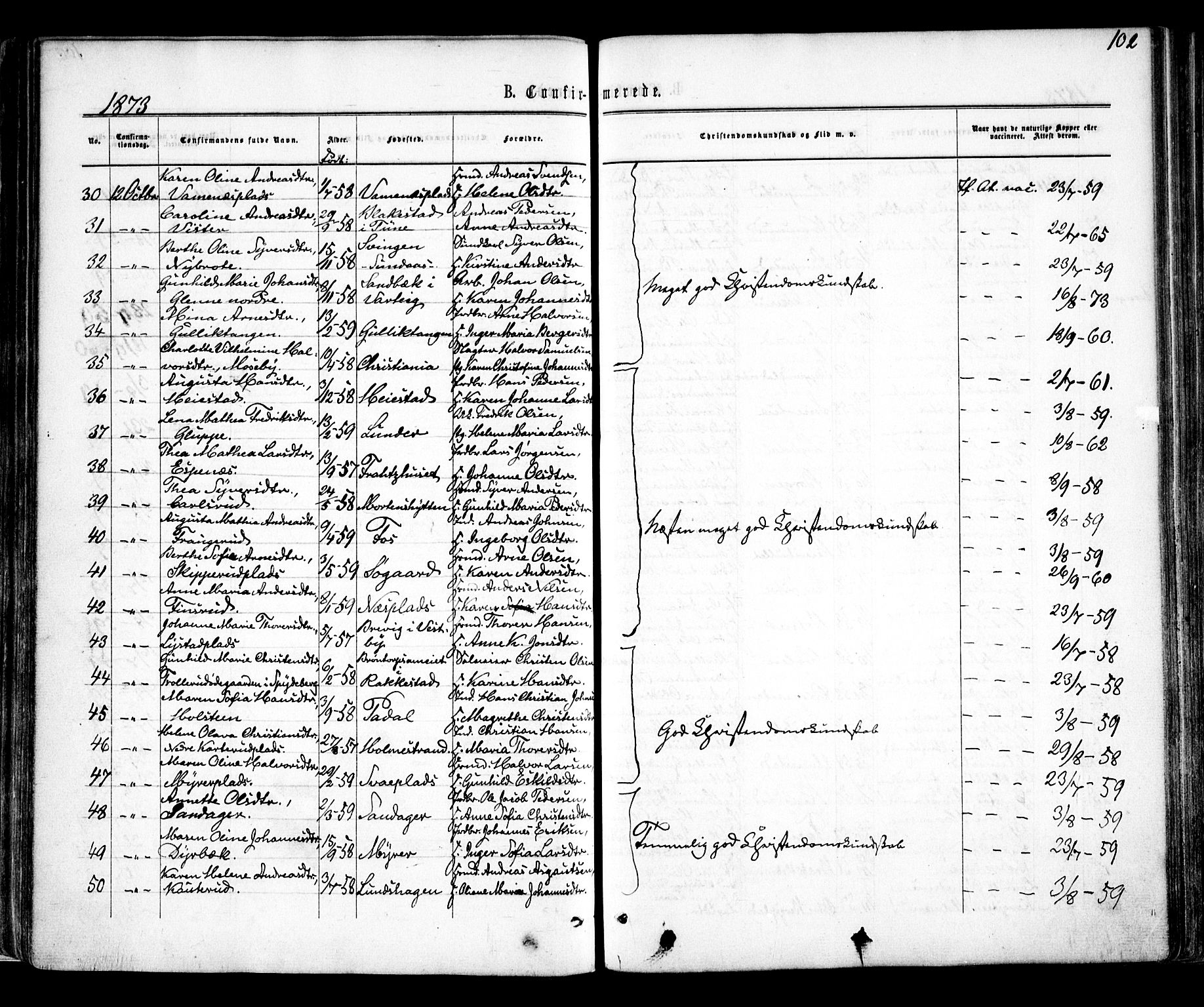 Skiptvet prestekontor Kirkebøker, AV/SAO-A-20009/F/Fa/L0008: Ministerialbok nr. 8, 1867-1877, s. 102