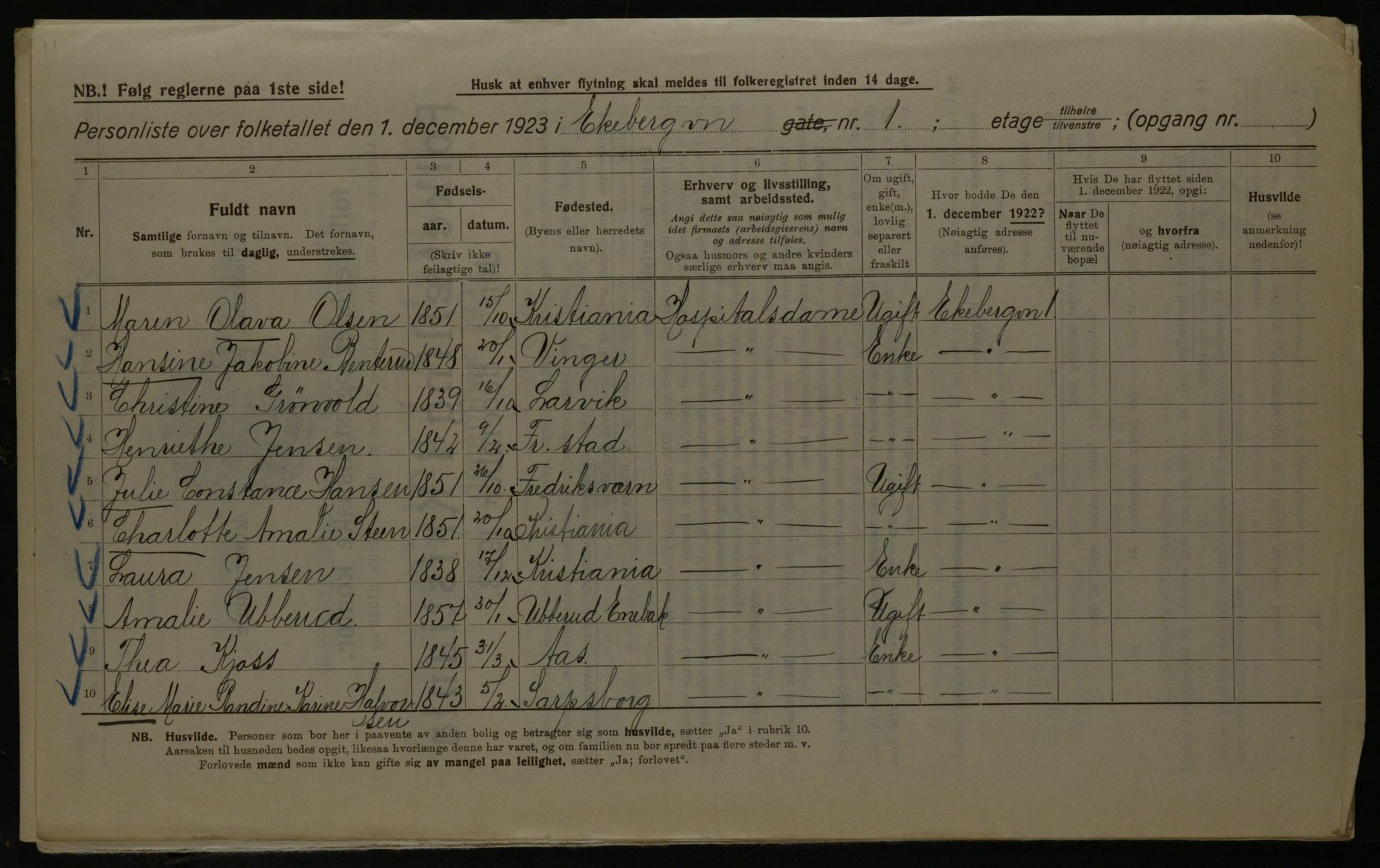 OBA, Kommunal folketelling 1.12.1923 for Kristiania, 1923, s. 22418