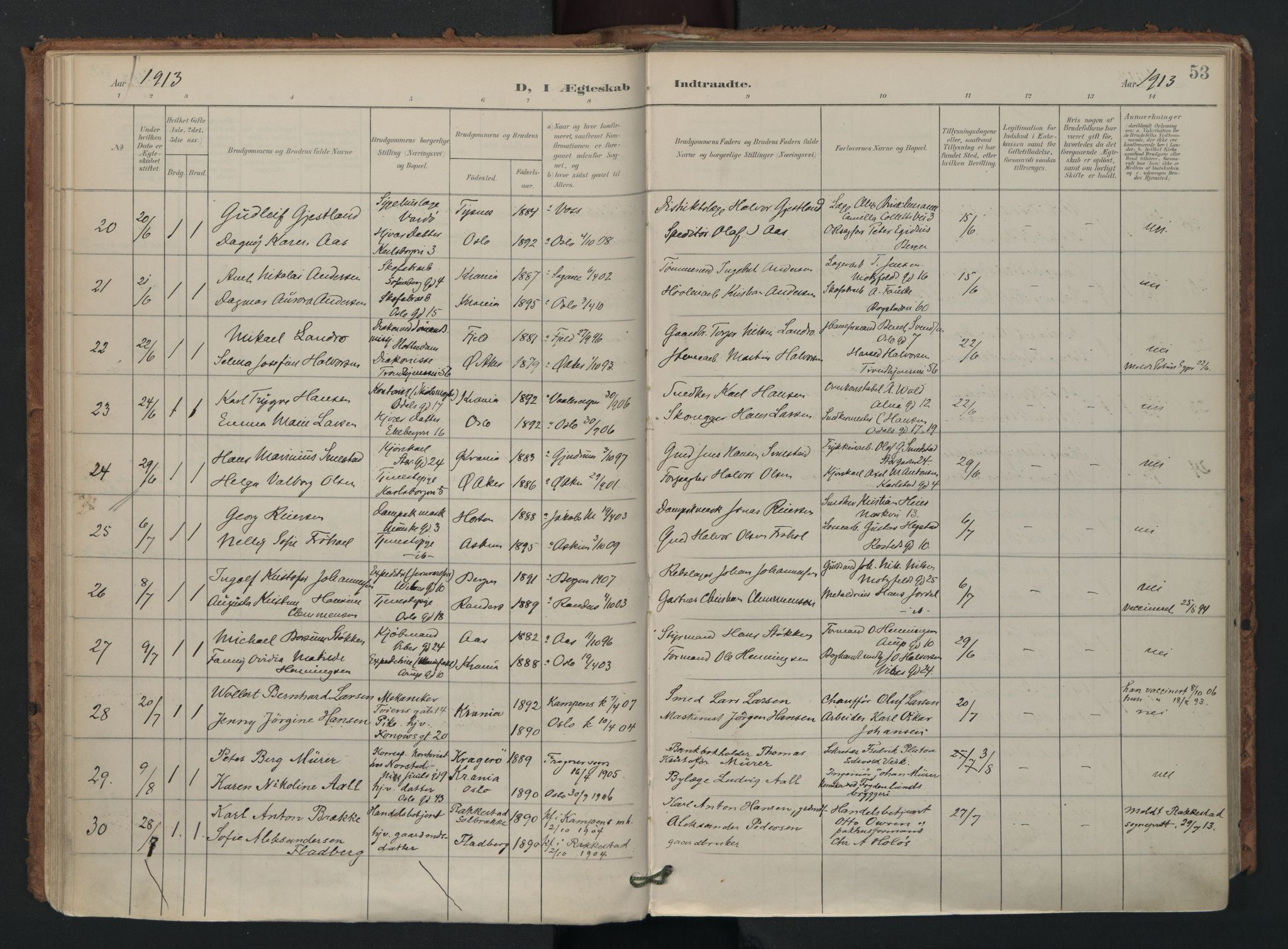 Gamlebyen prestekontor Kirkebøker, AV/SAO-A-10884/F/Fa/L0011: Ministerialbok nr. 11, 1901-1939, s. 53