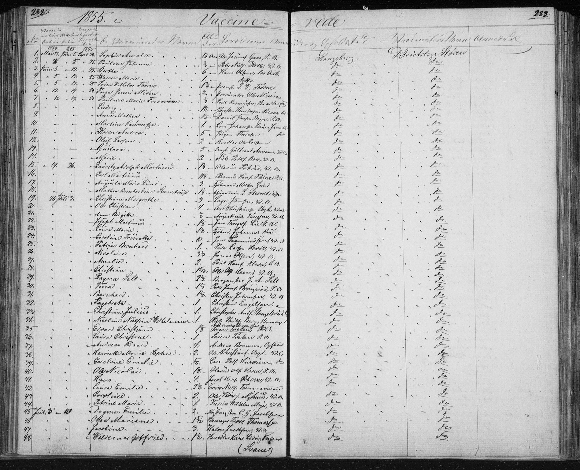 Kongsberg kirkebøker, AV/SAKO-A-22/F/Fa/L0009: Ministerialbok nr. I 9, 1839-1858, s. 282-283