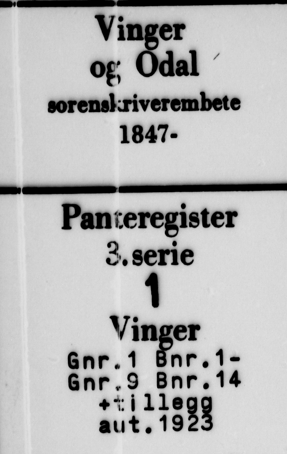 Vinger og Odal sorenskriveri, SAH/TING-022/H/Ha/Hac/Hacc/L0001: Panteregister nr. 3.1, 1923