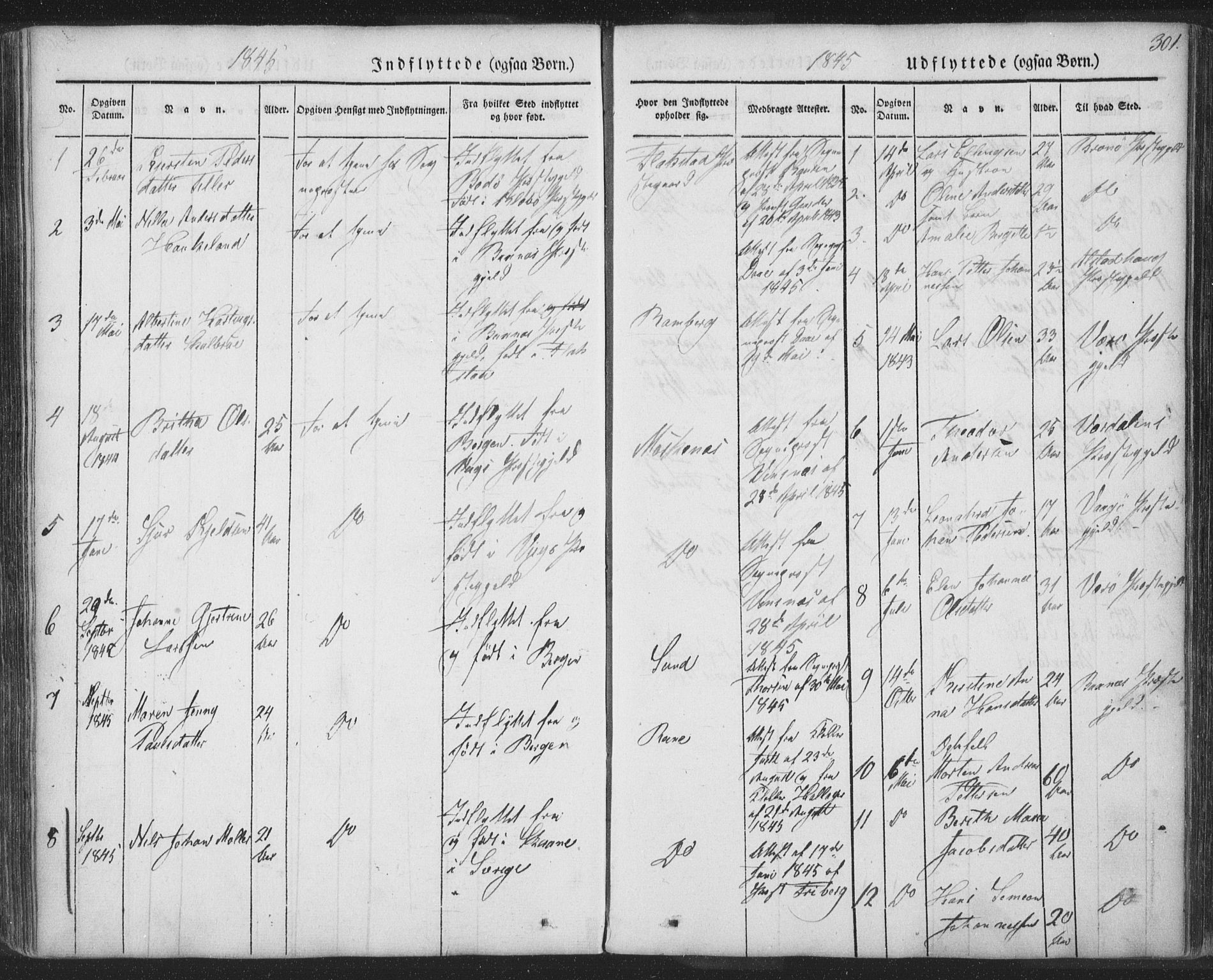 Ministerialprotokoller, klokkerbøker og fødselsregistre - Nordland, AV/SAT-A-1459/885/L1202: Ministerialbok nr. 885A03, 1838-1859, s. 301