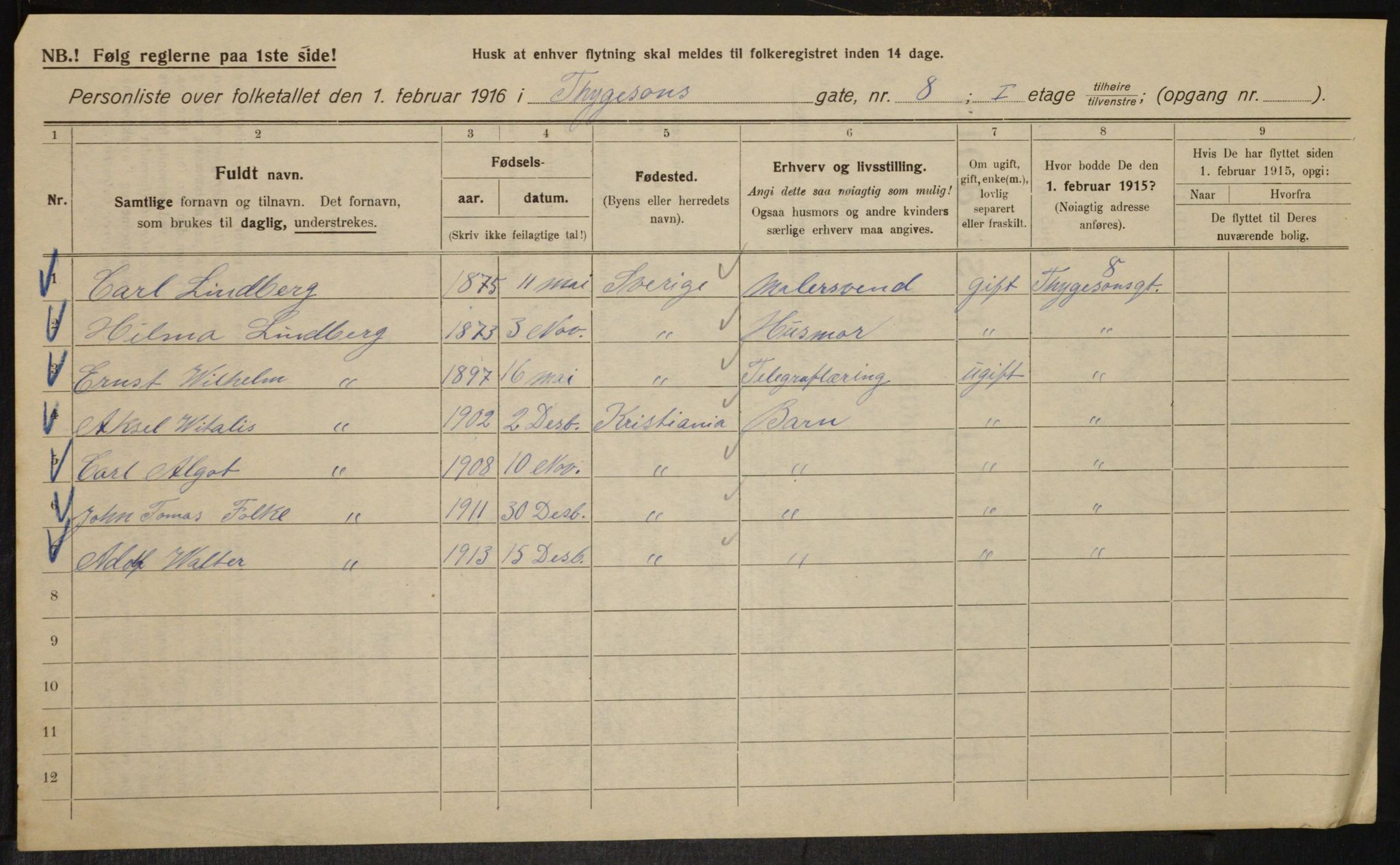 OBA, Kommunal folketelling 1.2.1916 for Kristiania, 1916, s. 114617