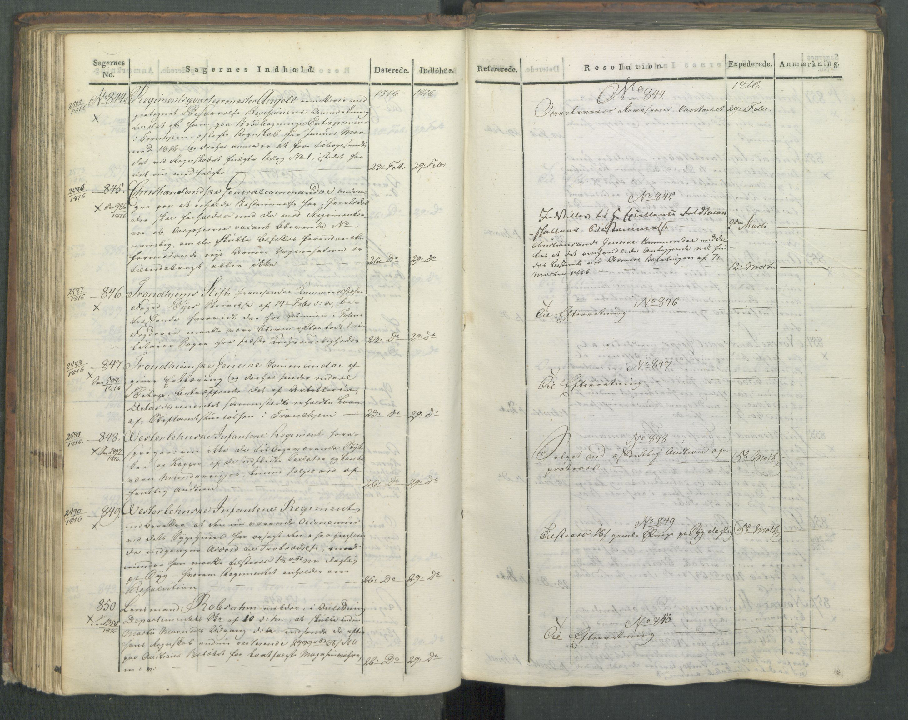 Armédepartementet, AV/RA-RAFA-3493/C/Ca/L0008: 6. Departements Journal, 1816