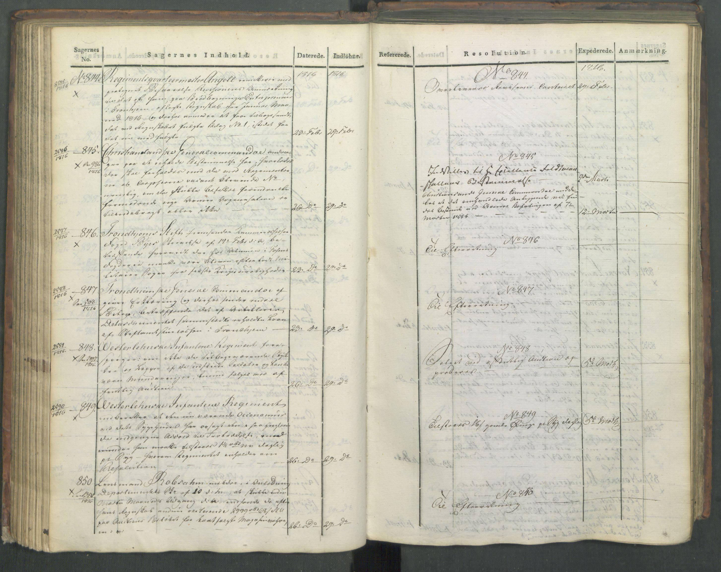 Armédepartementet, RA/RAFA-3493/C/Ca/L0008: 6. Departements Journal, 1816