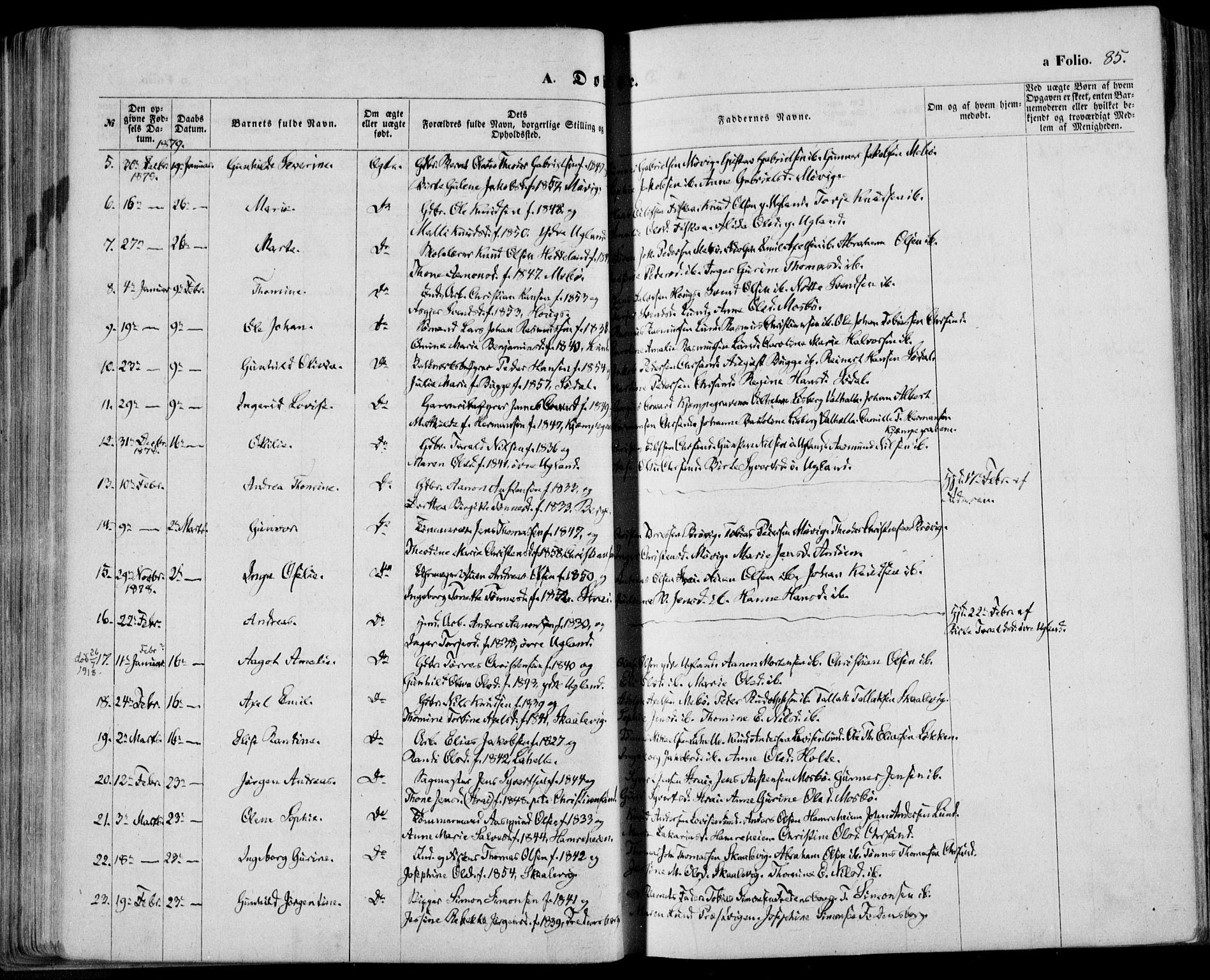 Oddernes sokneprestkontor, AV/SAK-1111-0033/F/Fa/Faa/L0008: Ministerialbok nr. A 8, 1864-1880, s. 85