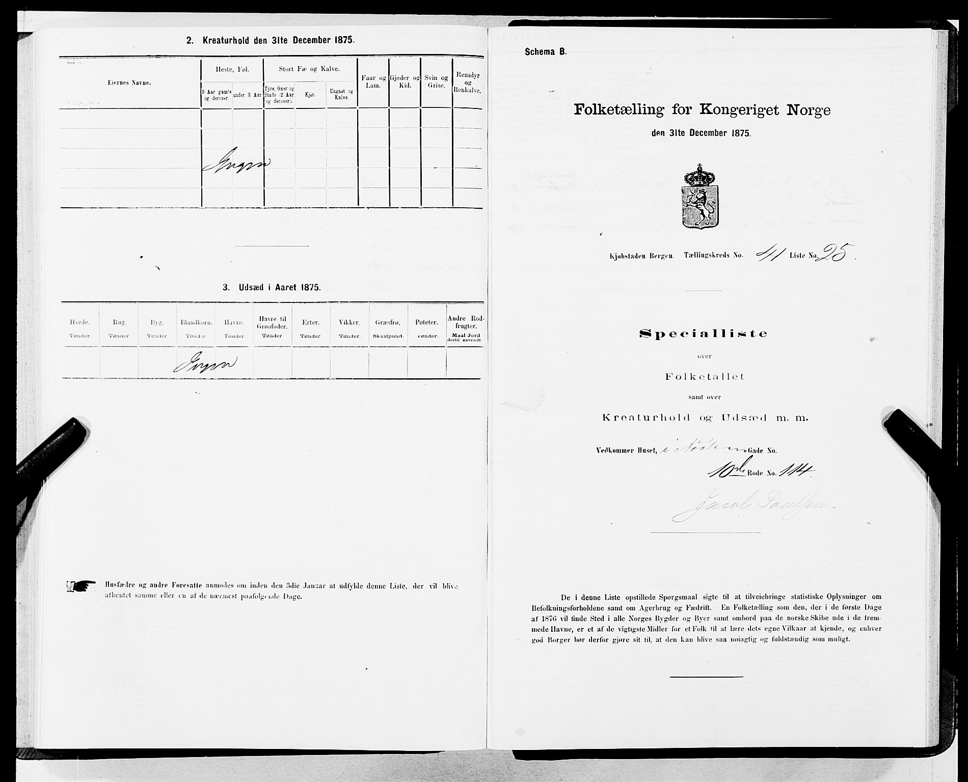 SAB, Folketelling 1875 for 1301 Bergen kjøpstad, 1875, s. 2174