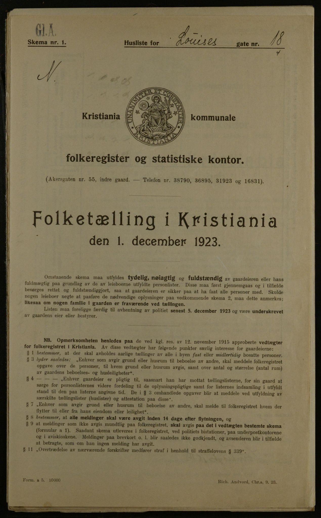 OBA, Kommunal folketelling 1.12.1923 for Kristiania, 1923, s. 64929